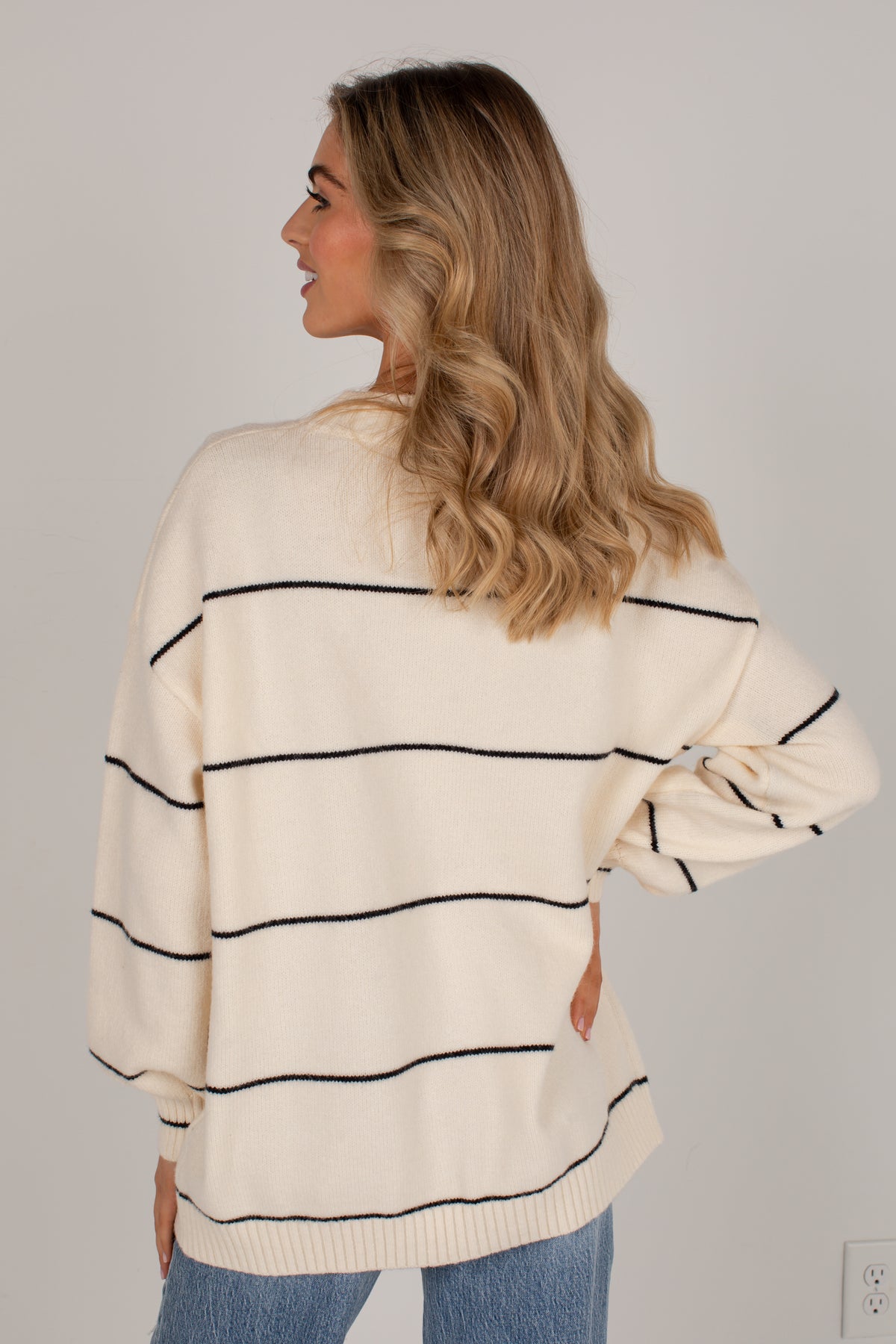 Classic Contrast Ivory Stripe Sweater