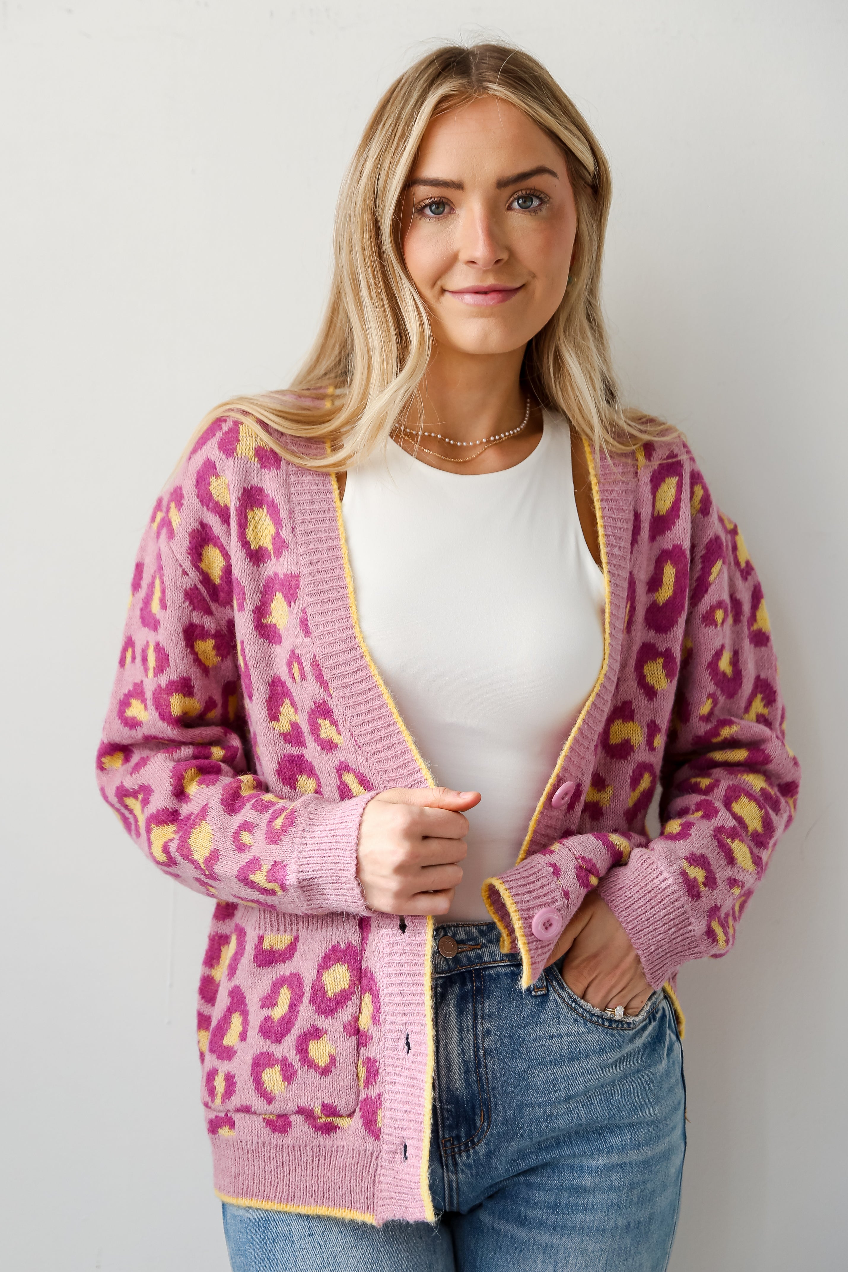 Lavender Leopard Sweater Cardigan for women