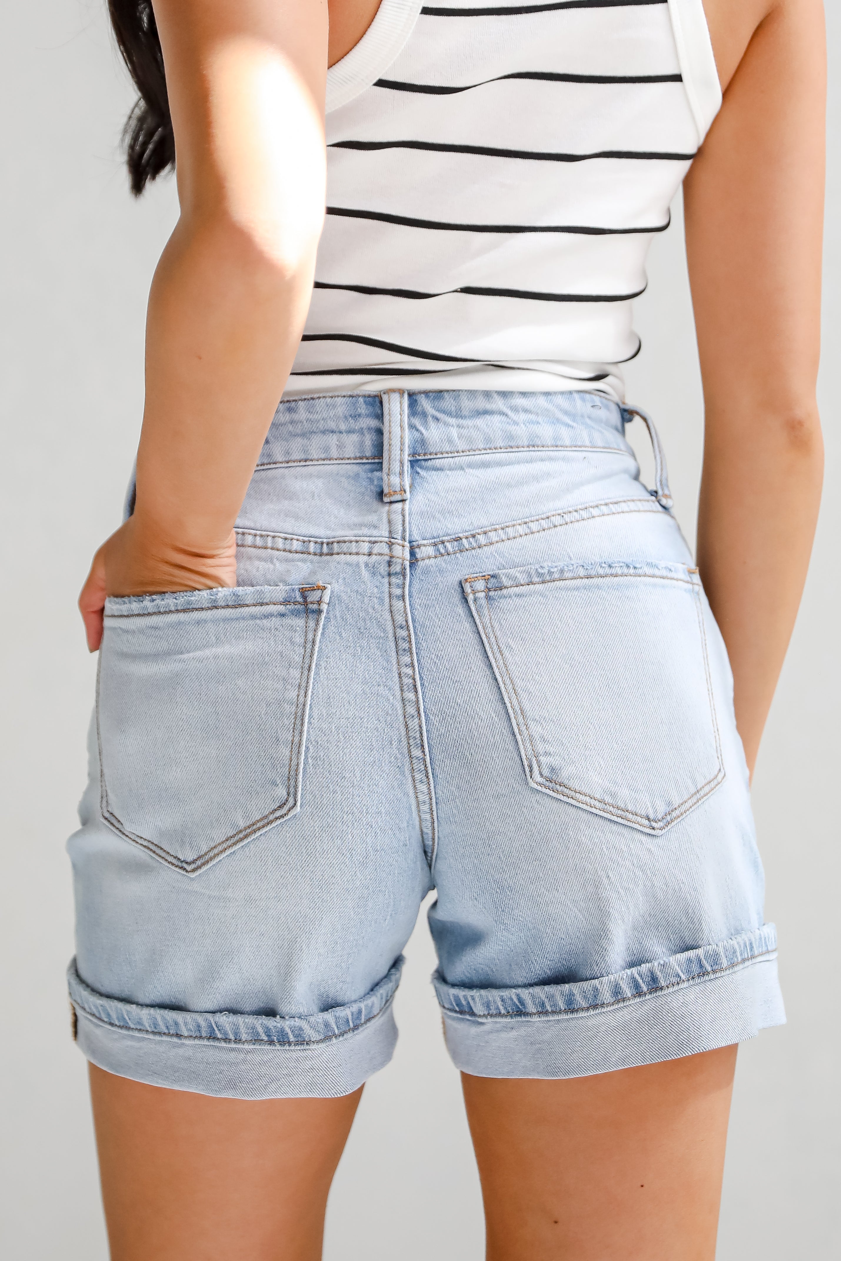 Riley Light Wash High-Rise Denim Shorts