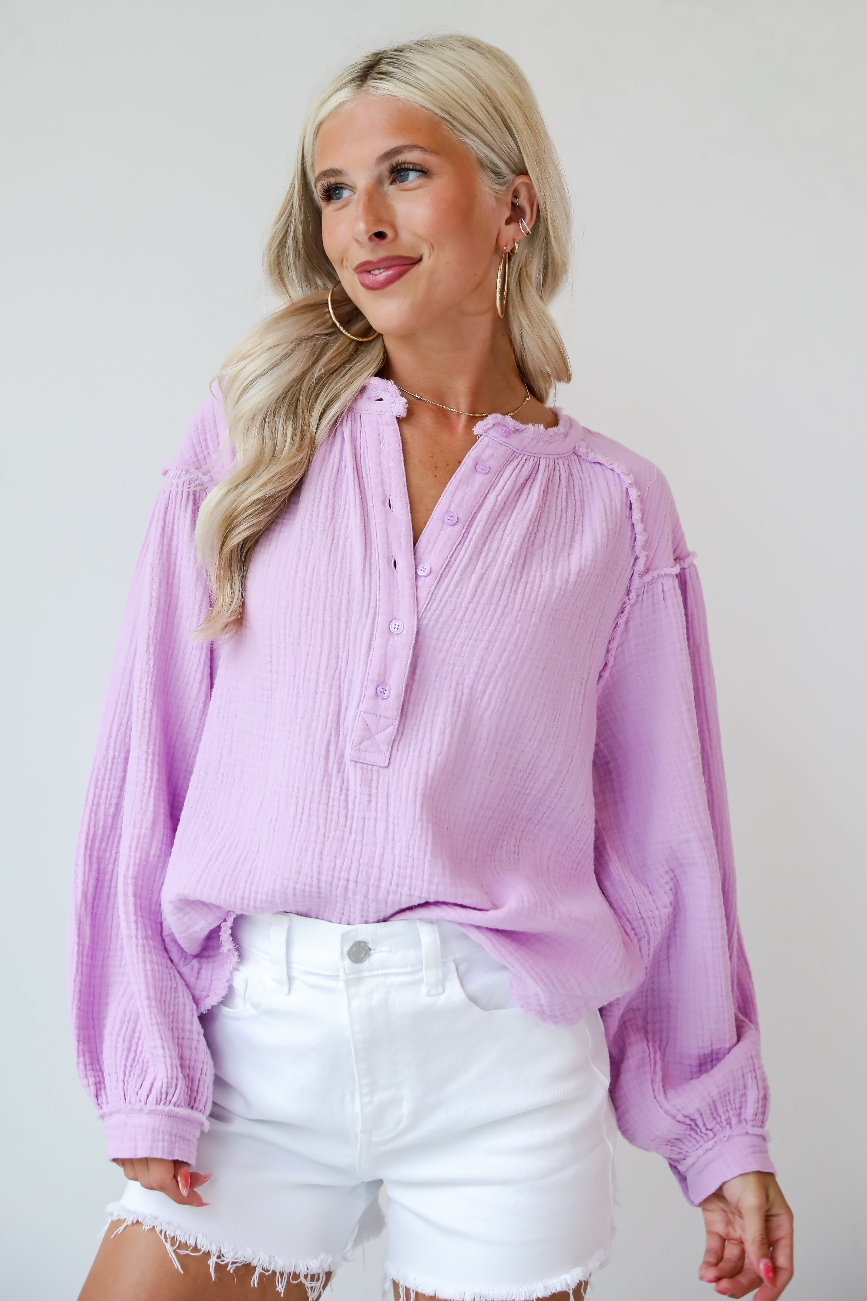 lavender Linen Blouse for women