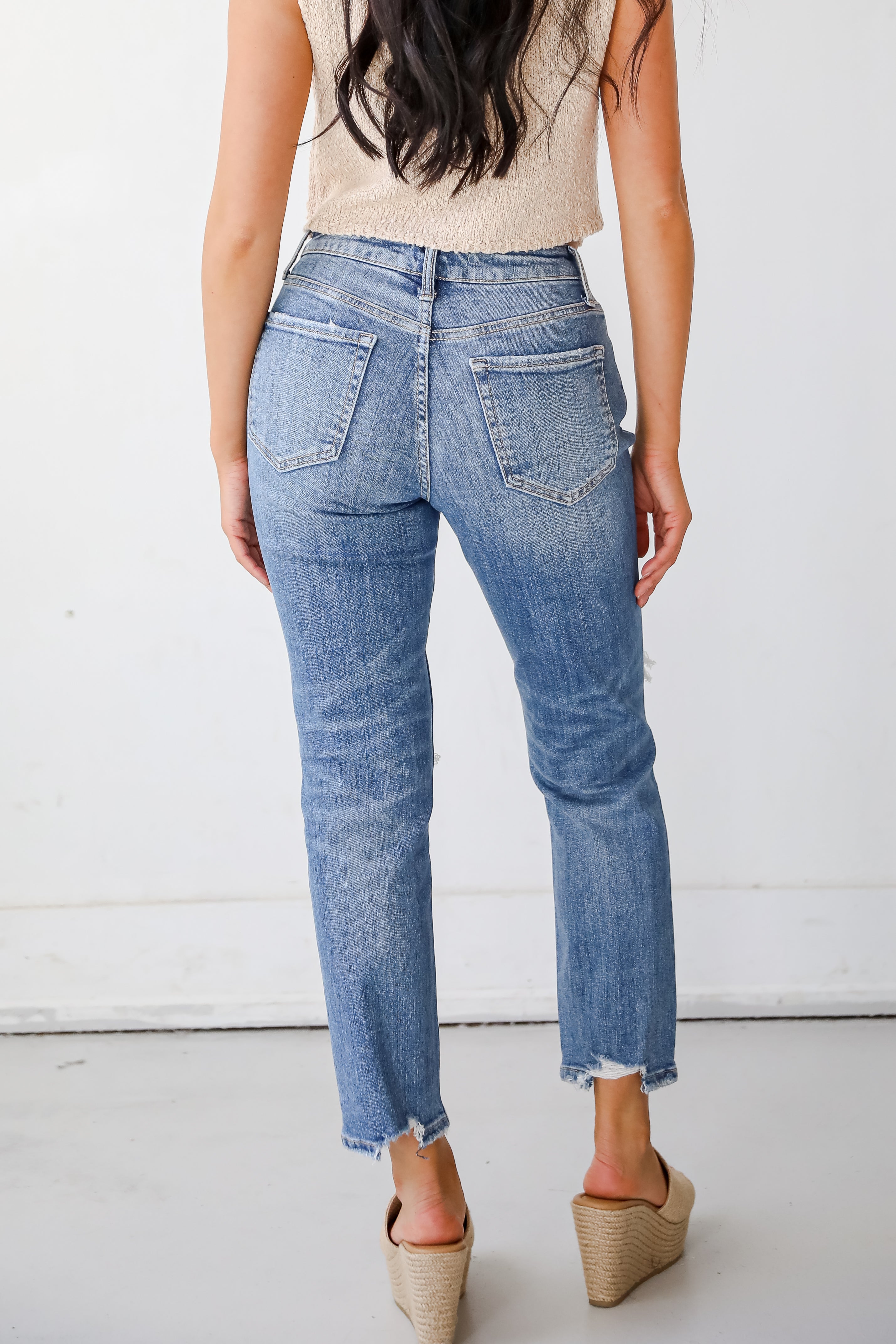 Kendall Medium Wash High-Rise Distressed Boyfriend Jeans