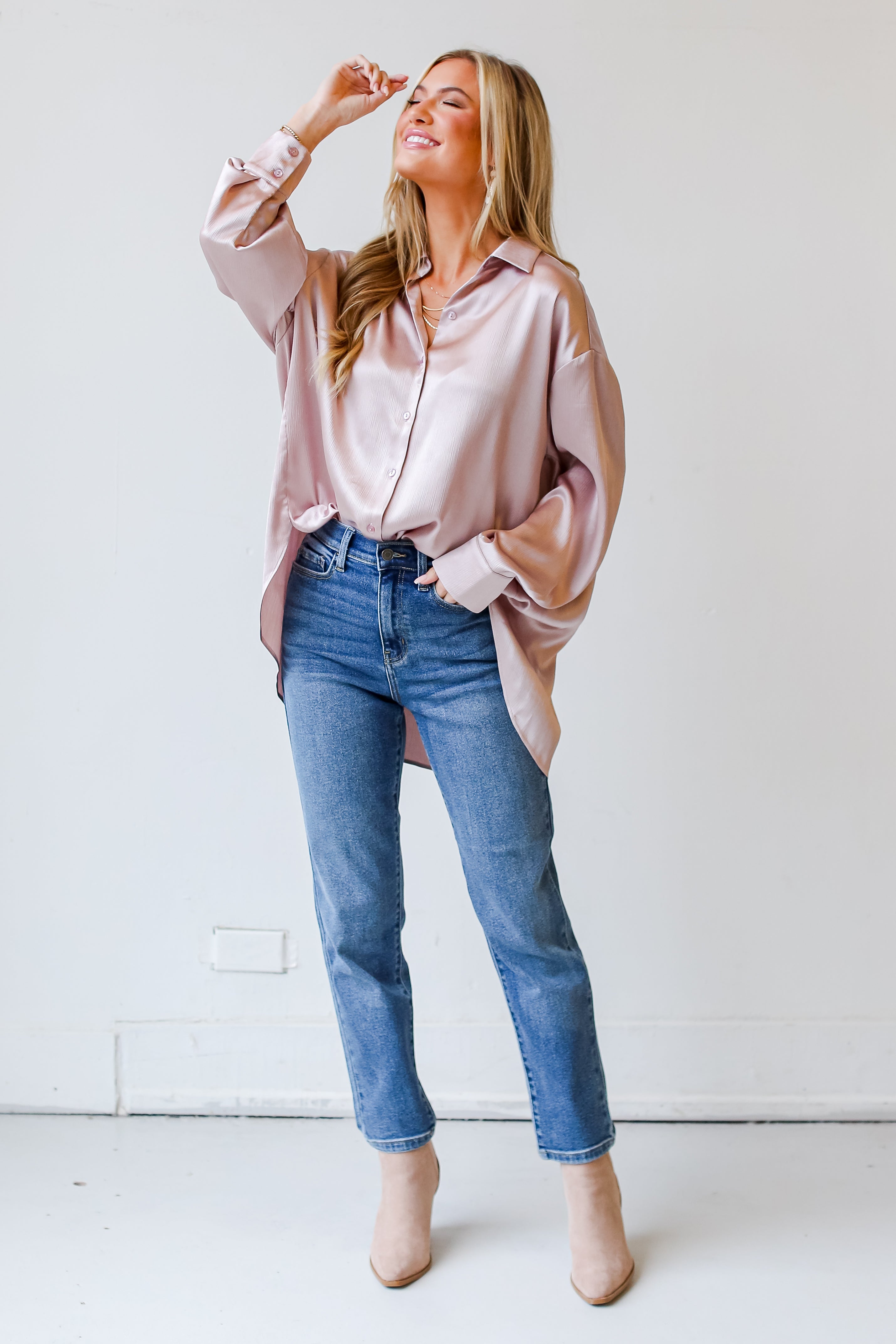 Medium Wash Mom Jeans front view