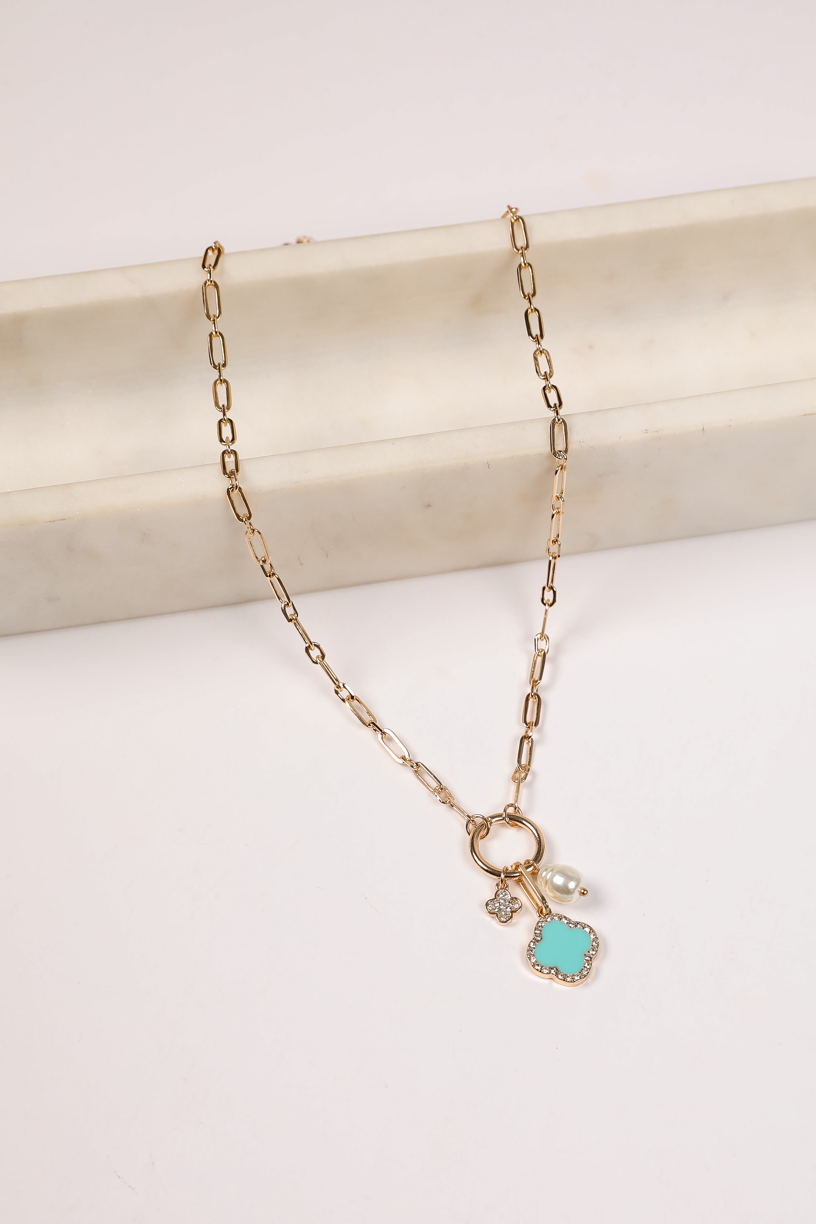 Amelia Quatrefoil Charm Necklace