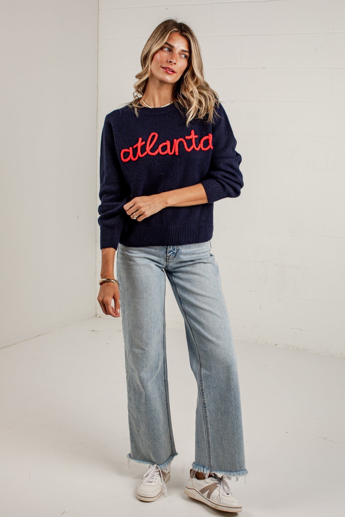Atlanta Script Navy Sweater