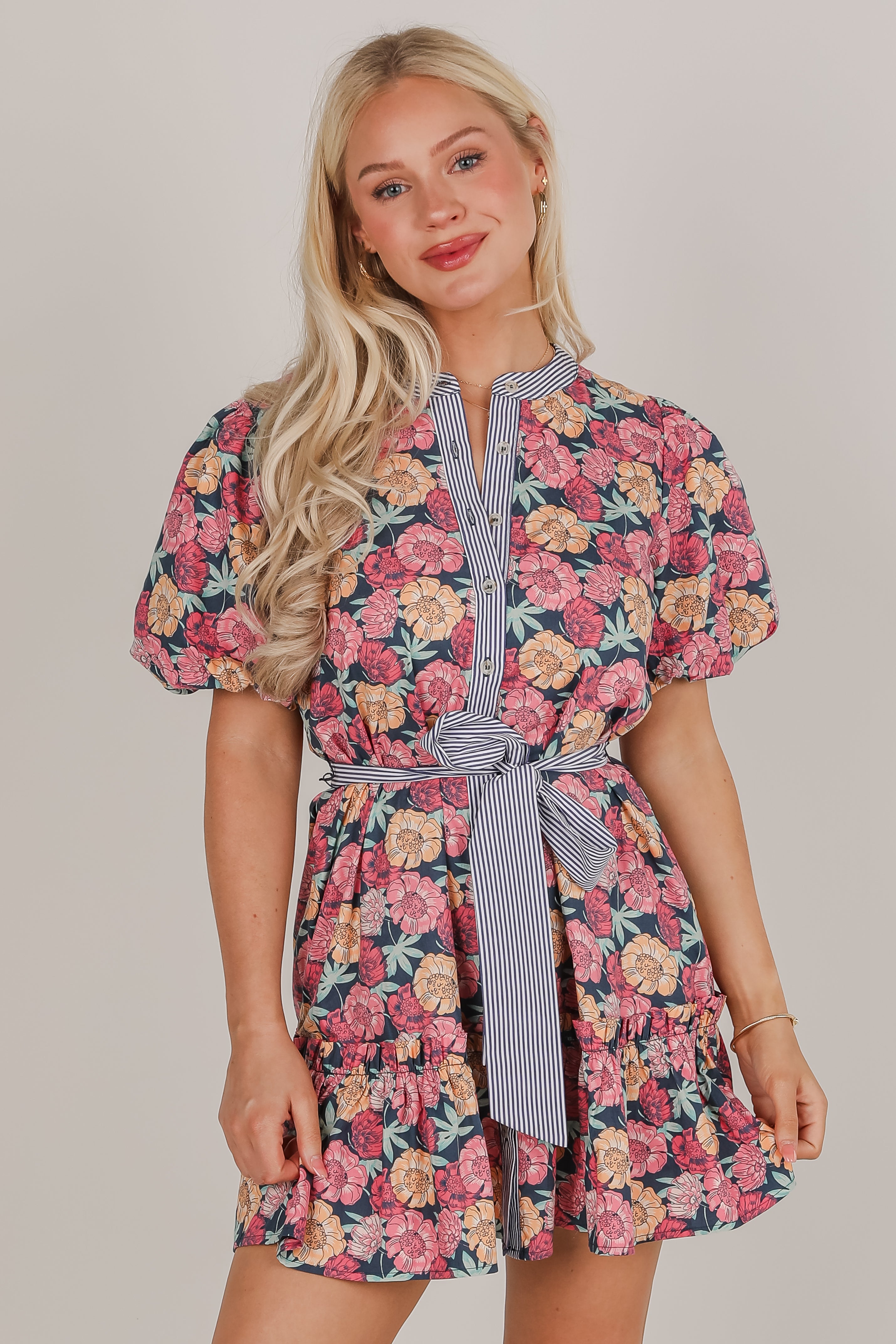 Live Life To The Fullest Navy Floral Mini Dress