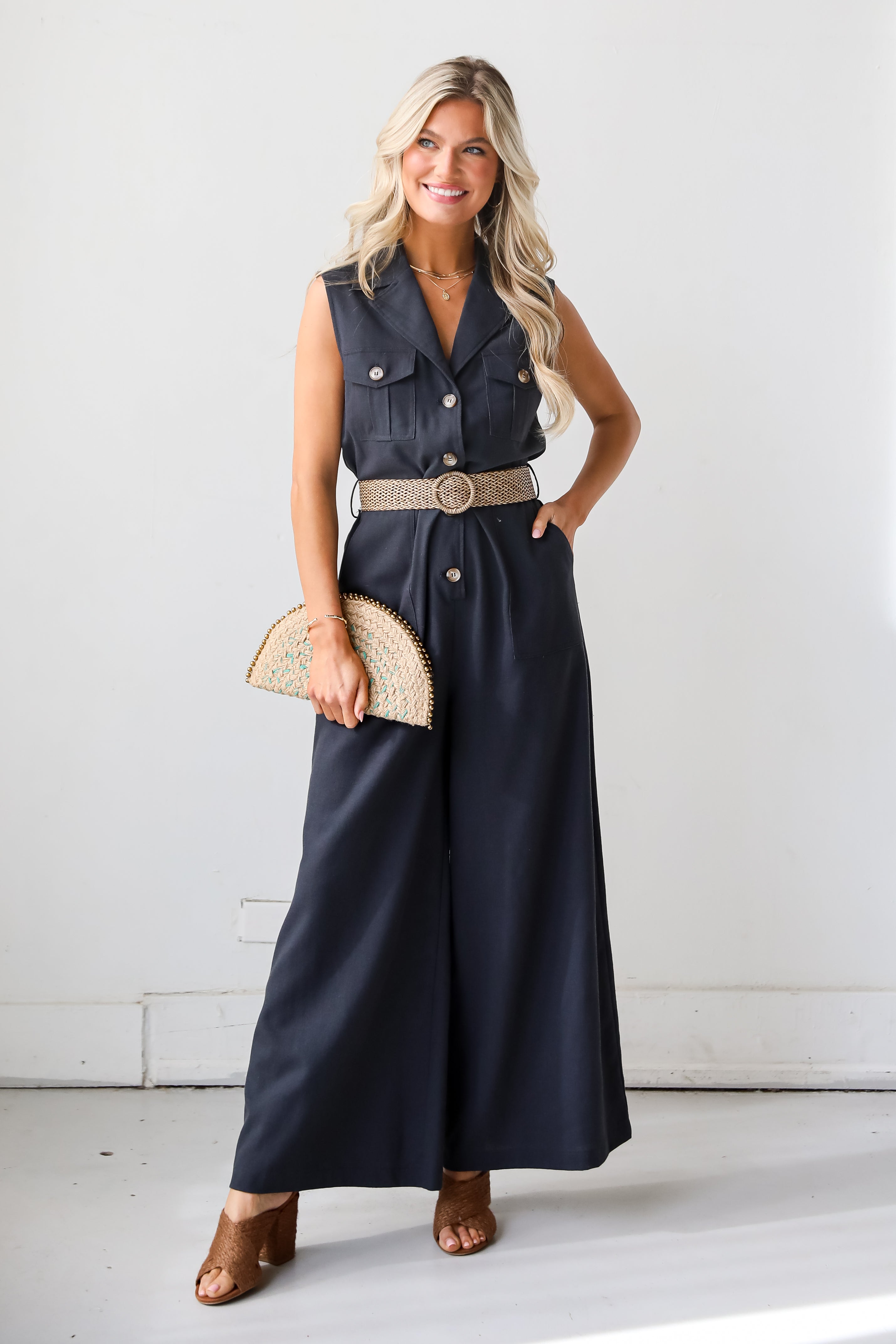 womens Navy Jumpsuit