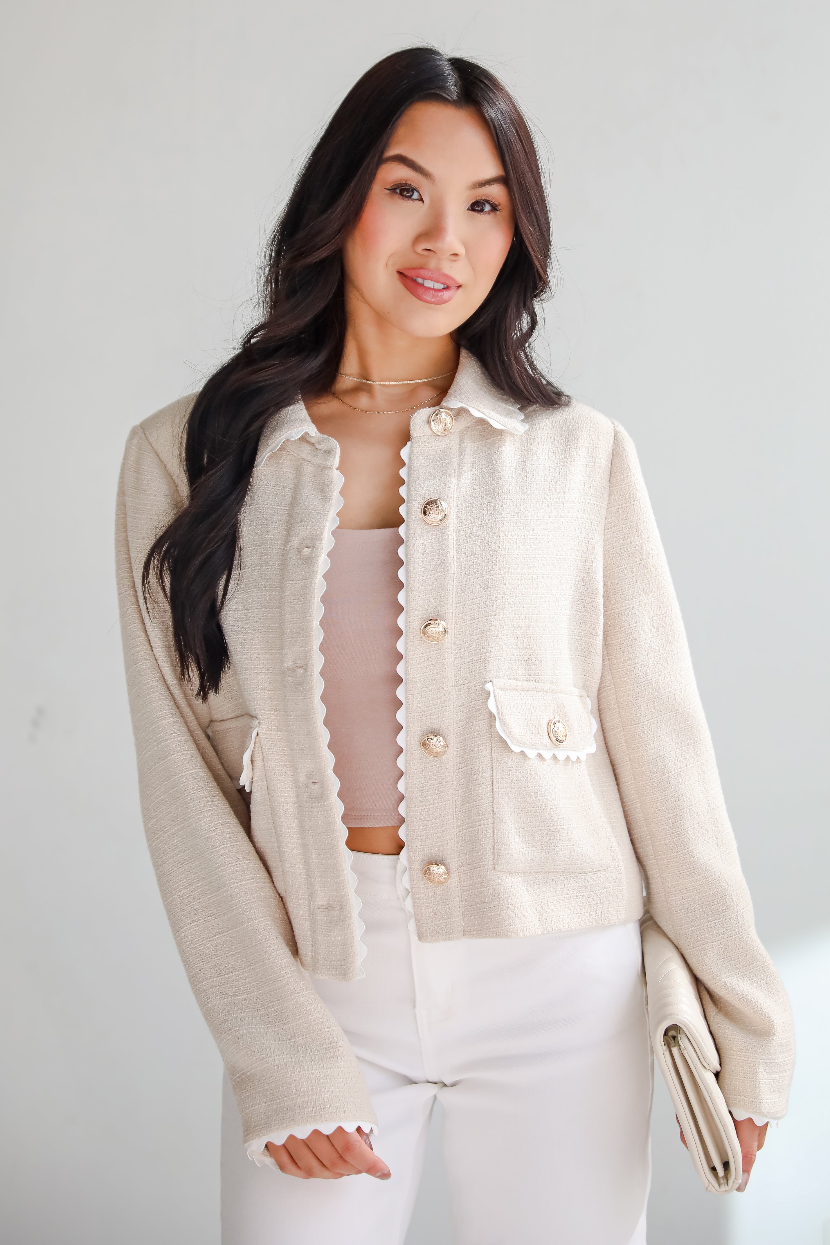 Posh Pursuits Oatmeal Tweed Jacket