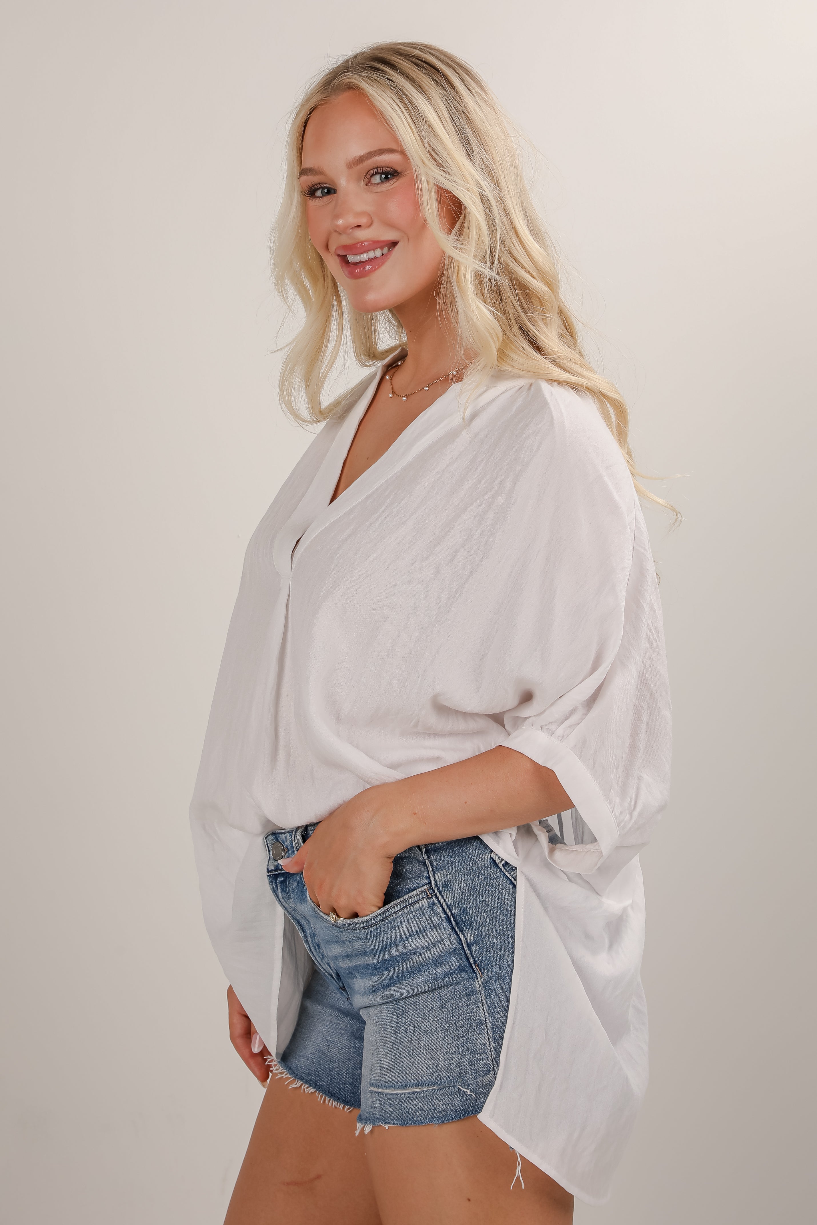 Constantly Trendy Off White Oversized Blouse