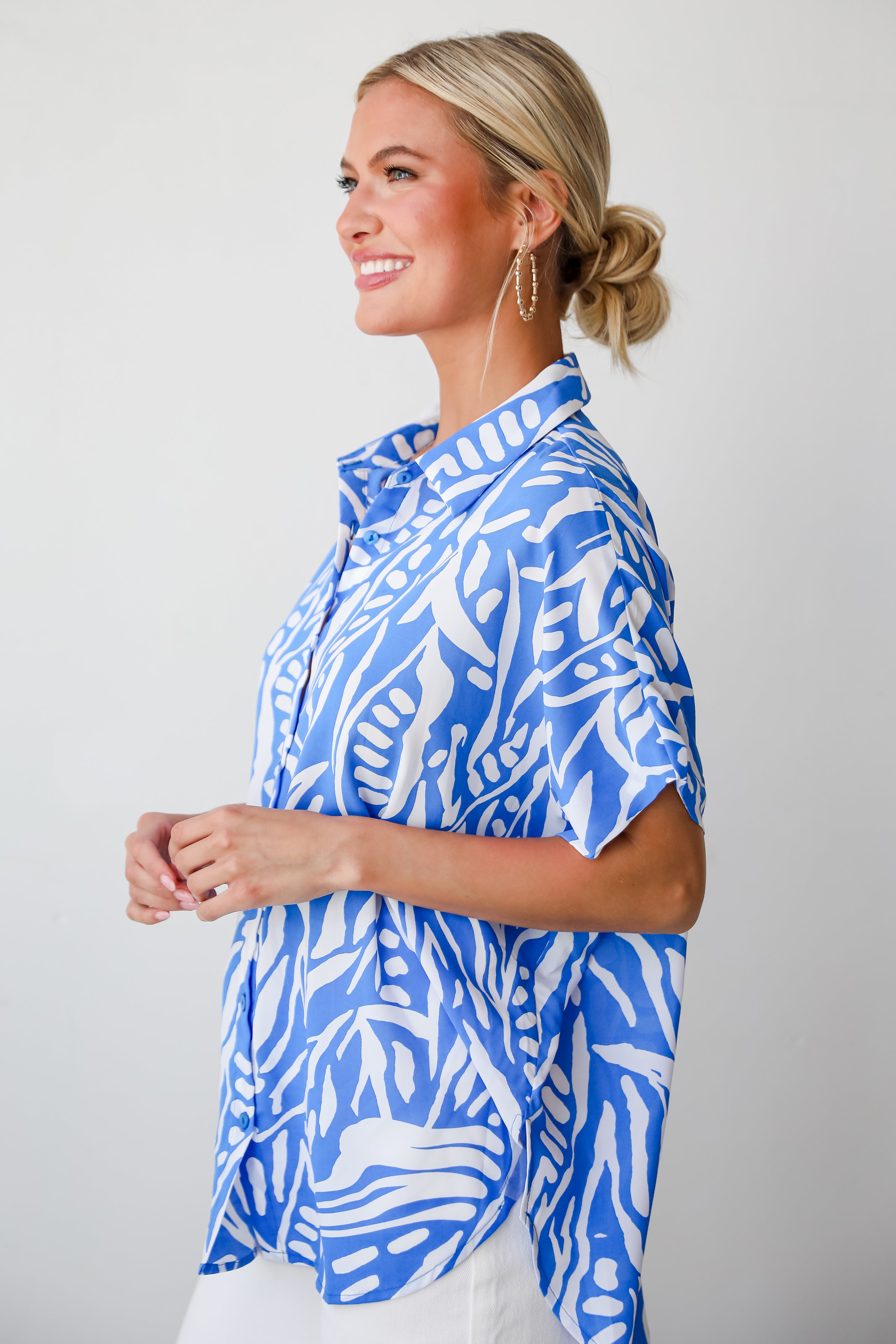 blue Oversized Blouse for women. cute summer tops