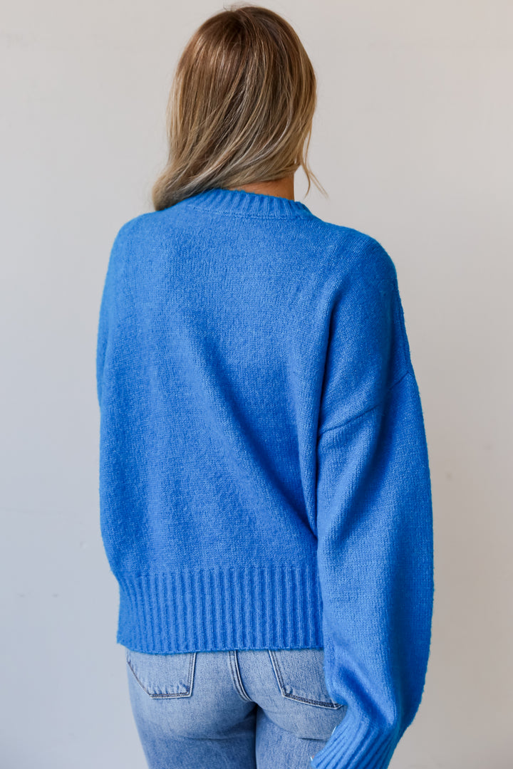 blue Oversized Sweater back view