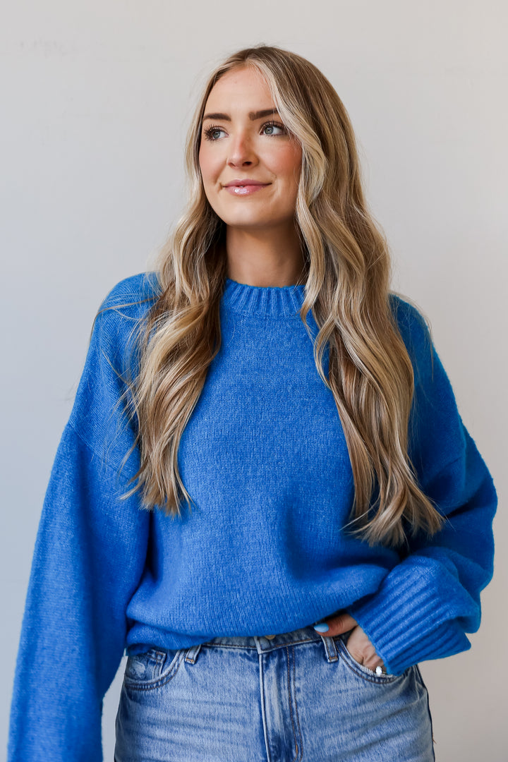 blue Oversized Sweater front view