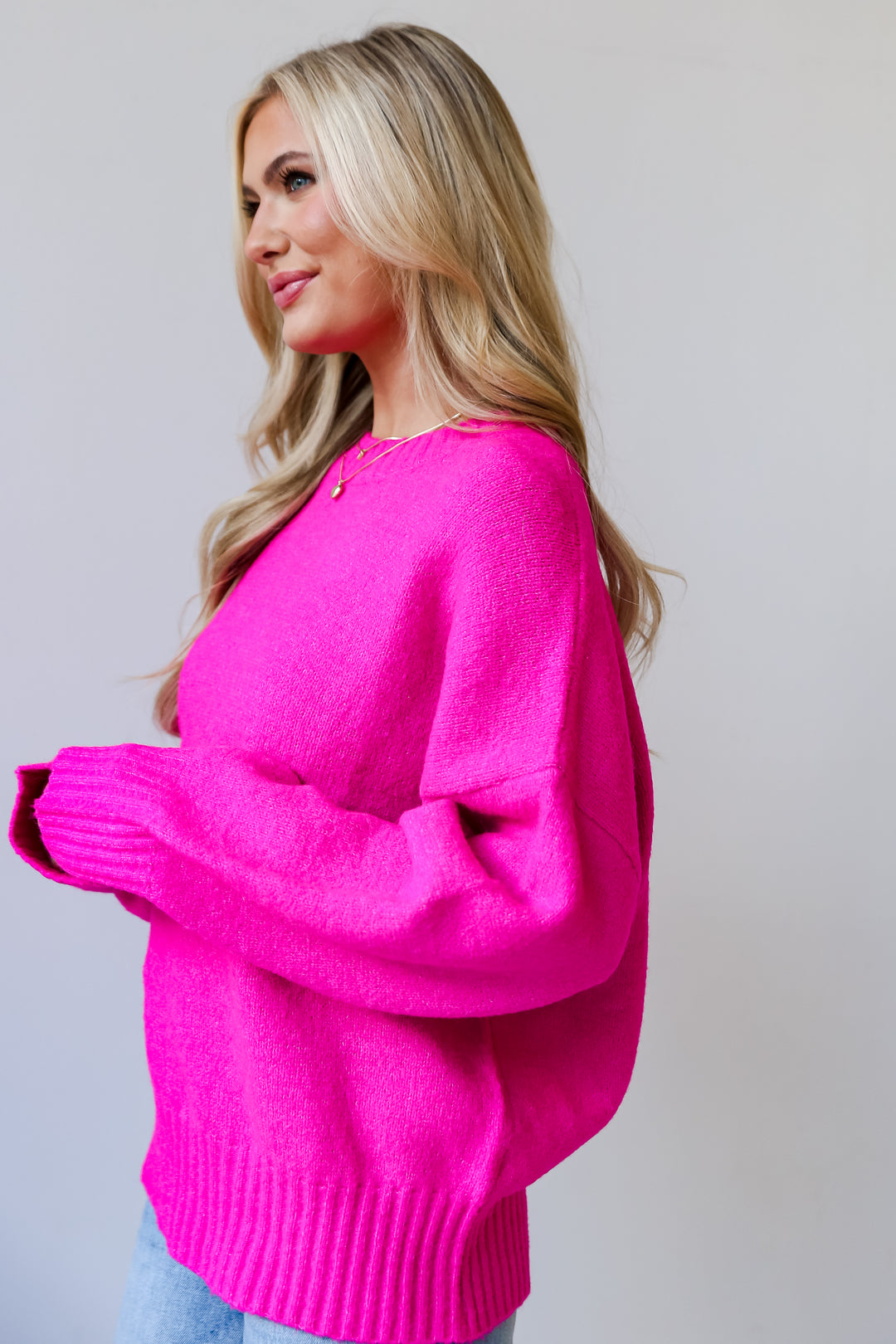pink Oversized Sweater side view