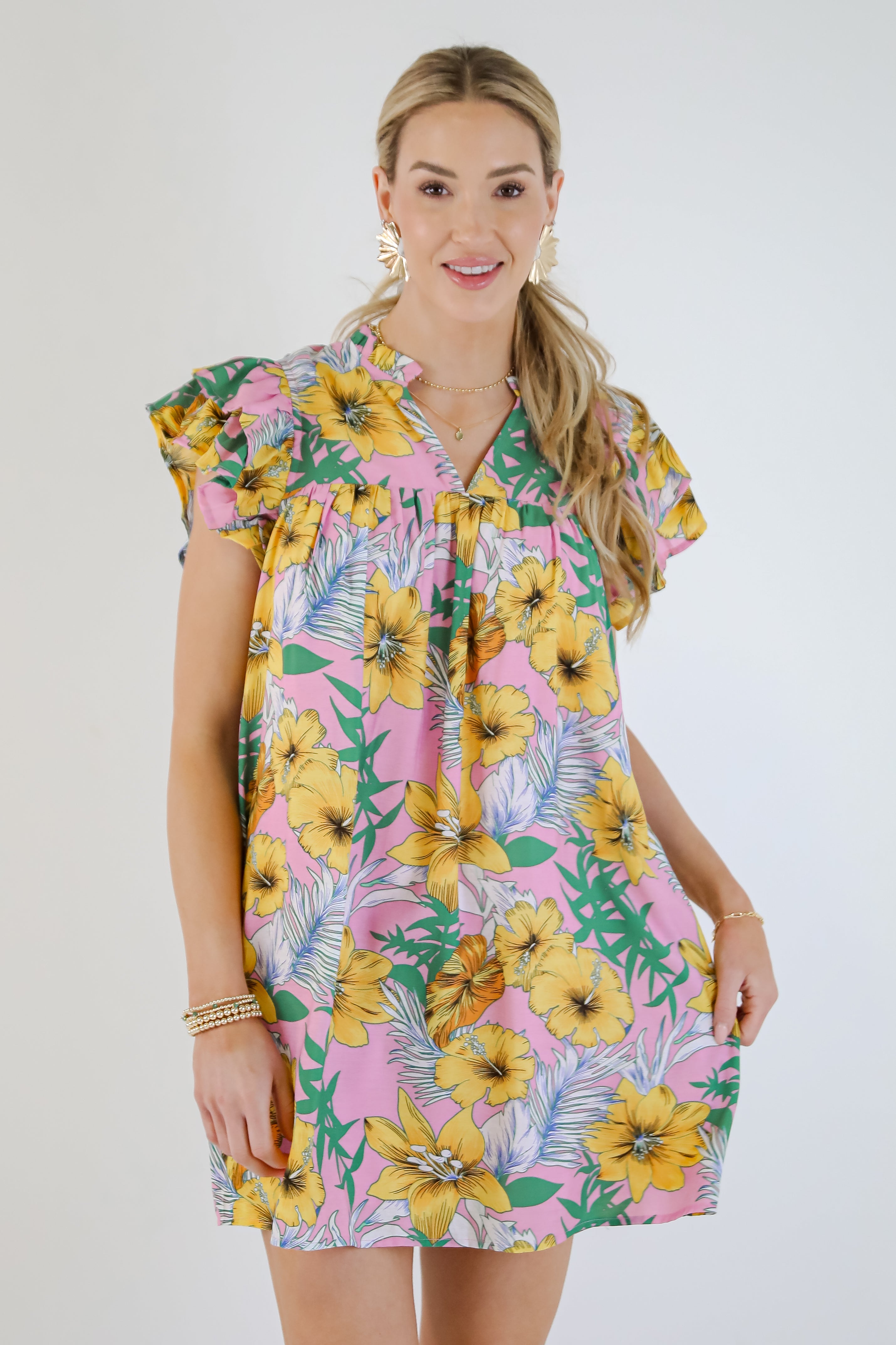 Up To Fate Pink Floral Mini Dress