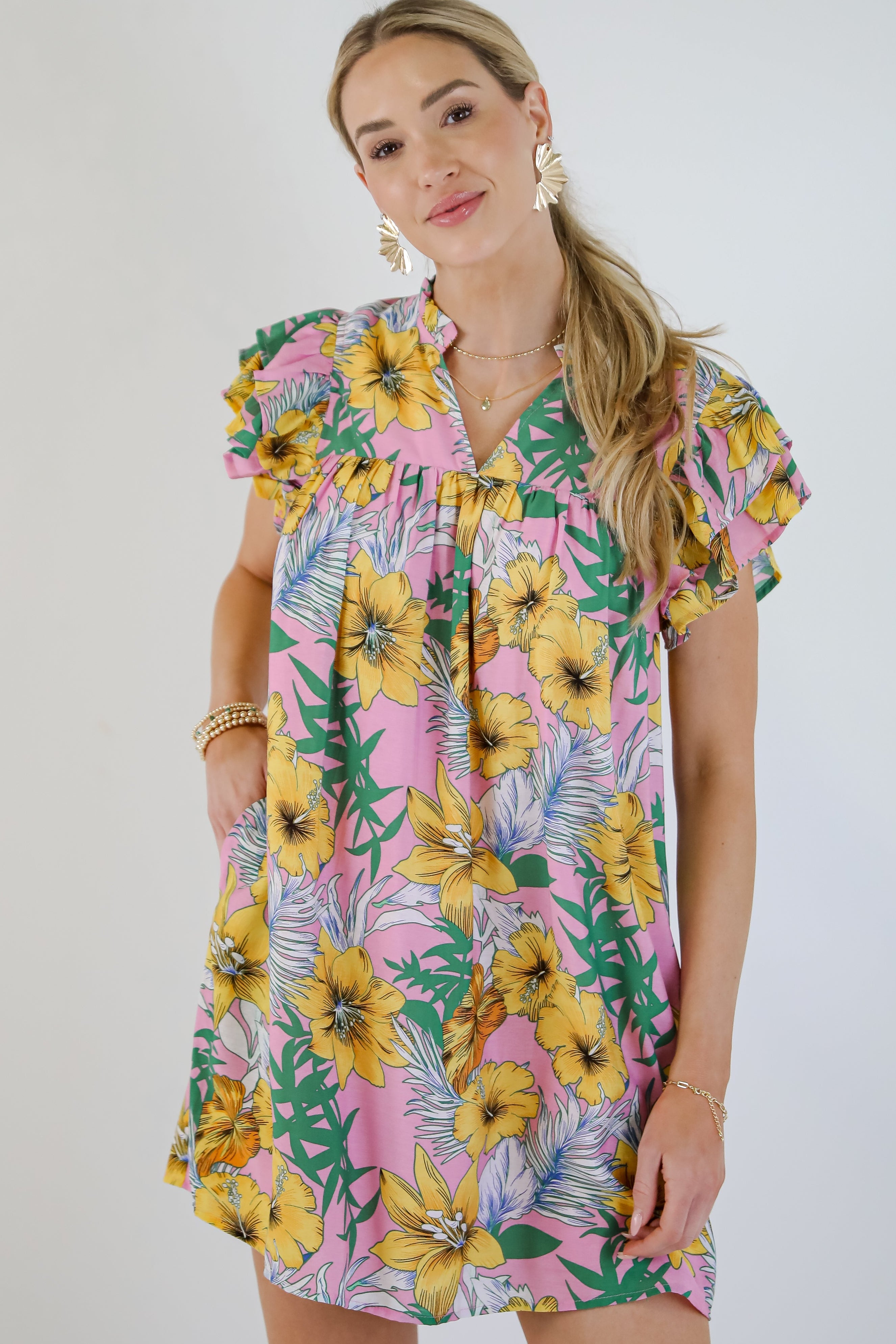 Up To Fate Pink Floral Mini Dress