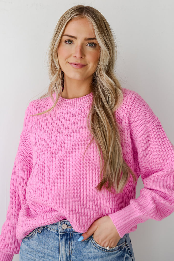 casual Pink Oversized Sweater