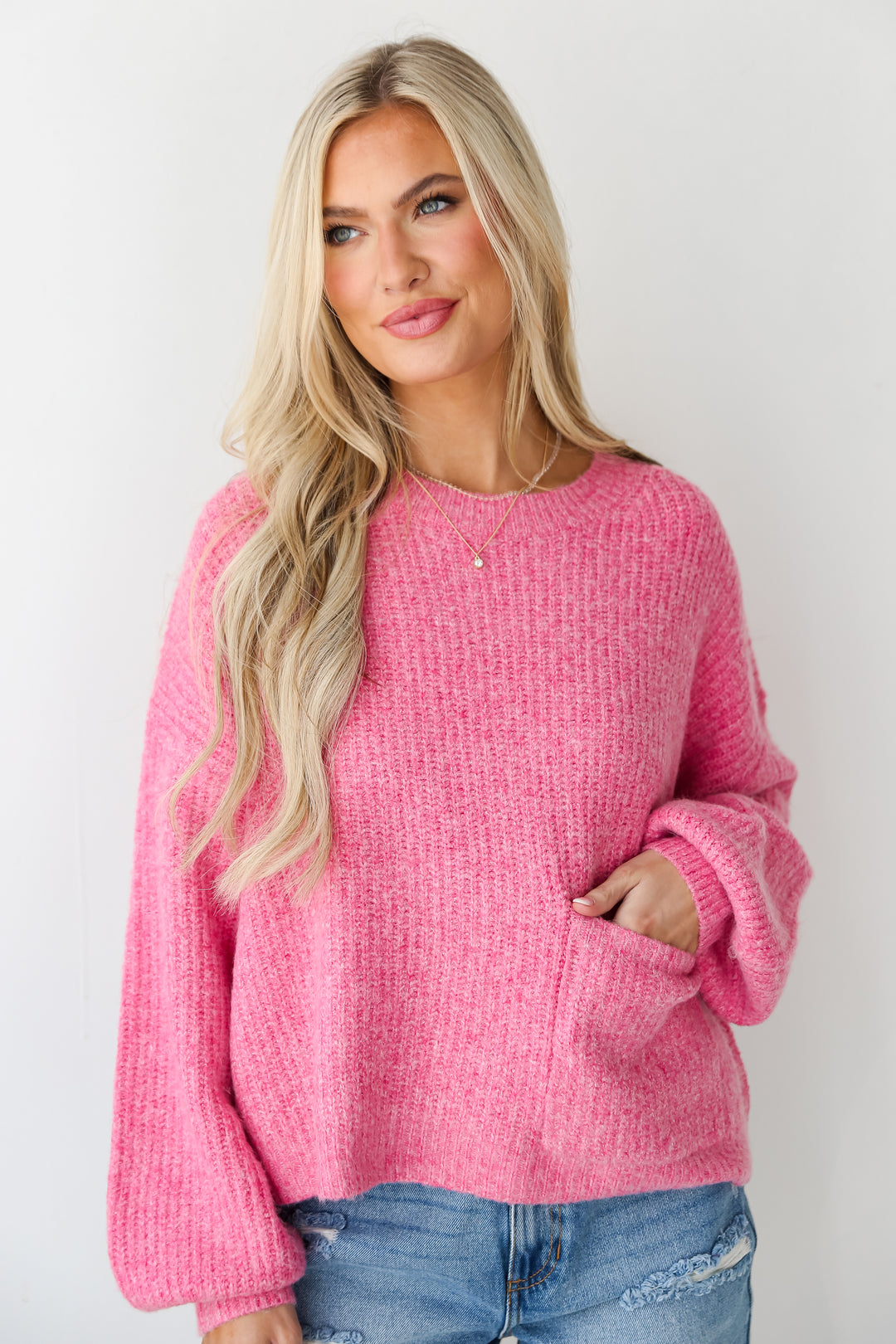 hot pink Pocket Sweater