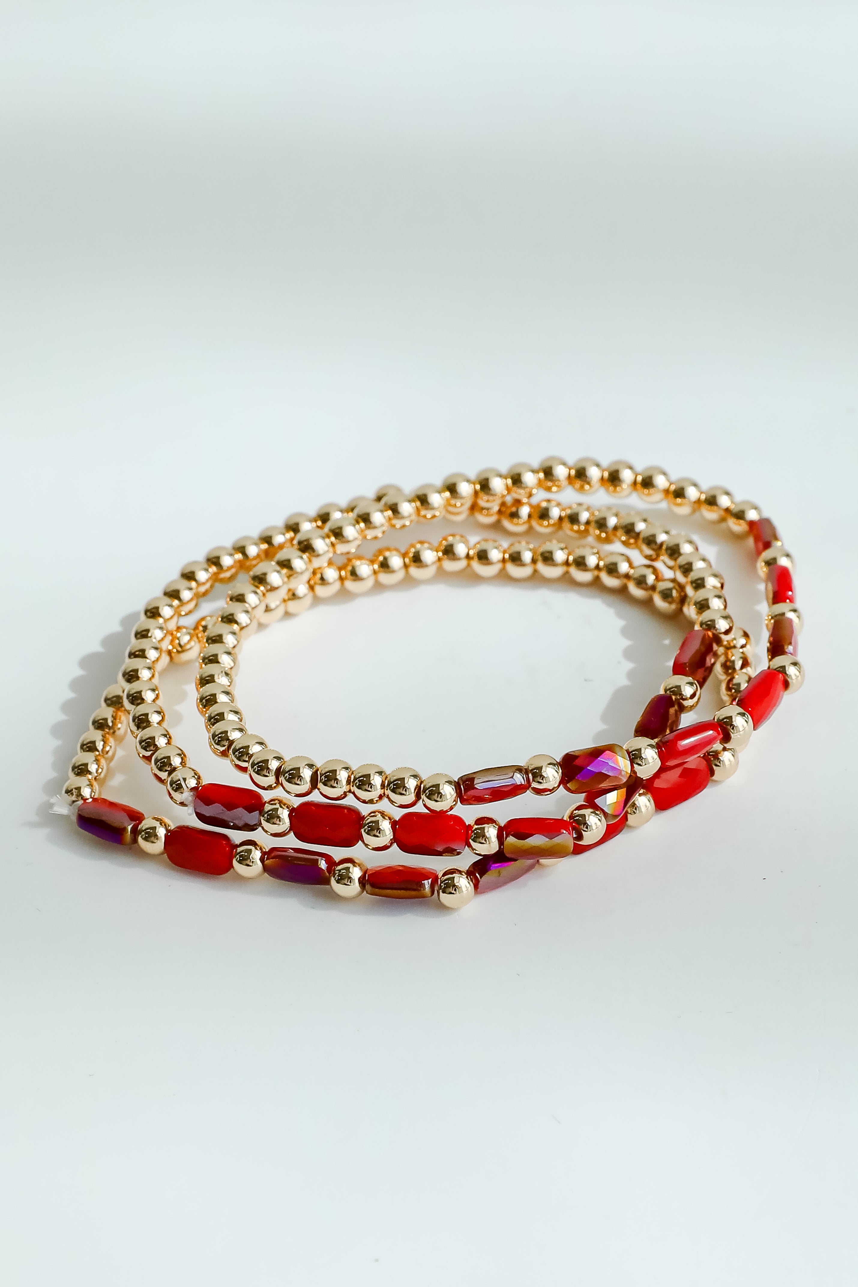 Reagan Red Beaded Bracelet Set
