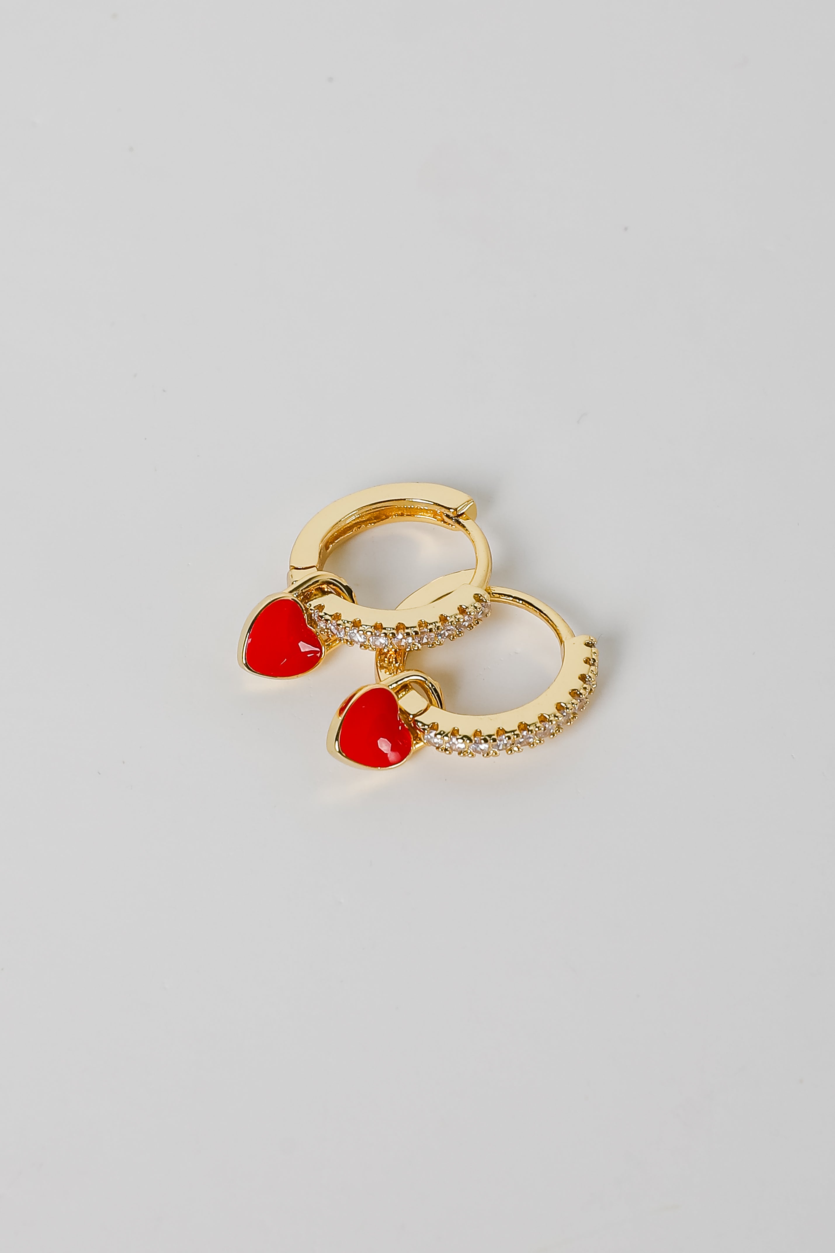 Riley Red Heart Charm Mini Hoop Earrings