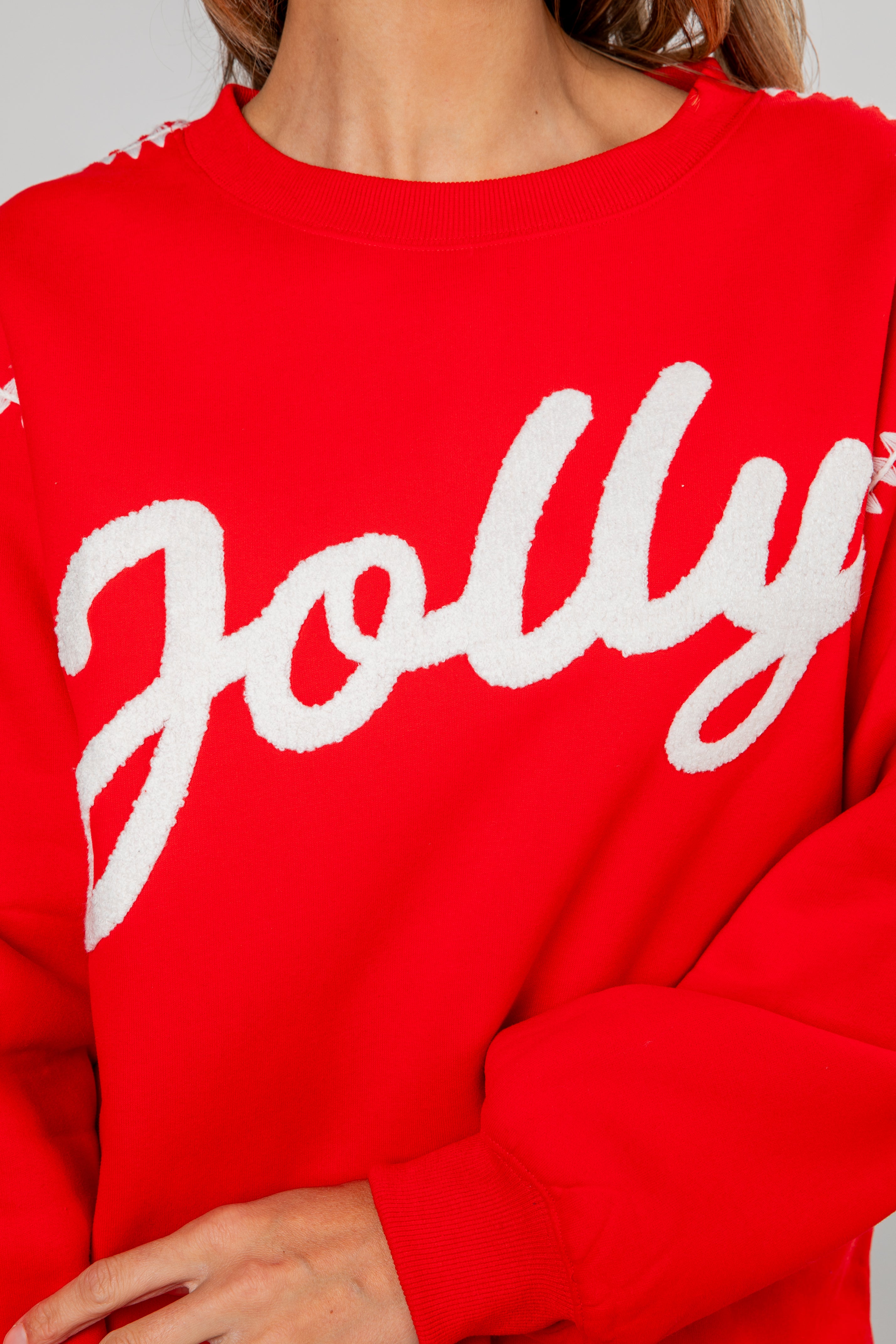 Red sweater with white &