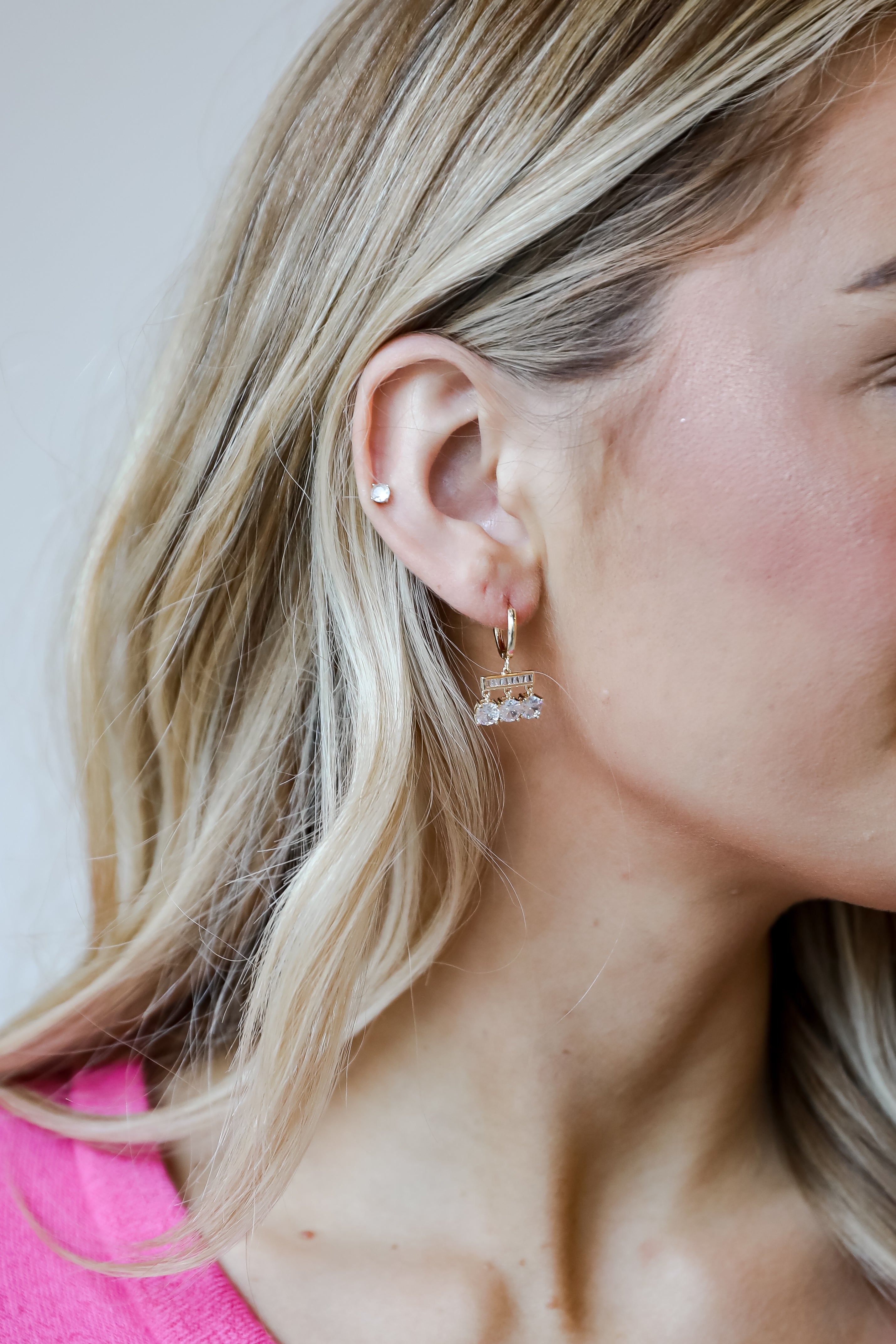 FINAL SALE - Reagan Gold Rhinestone Mini Hoop Earrings