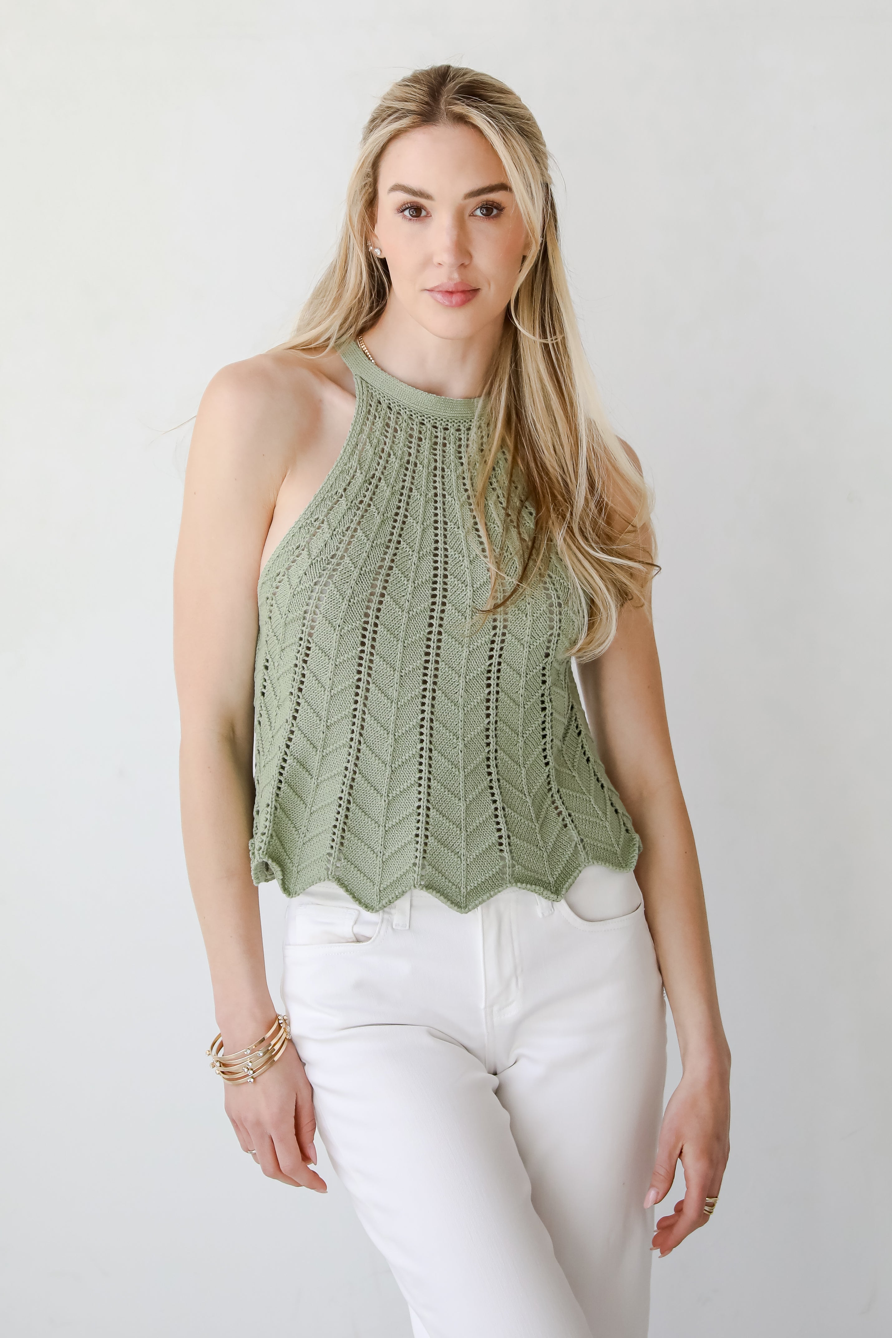 Sunshine Babe Sage Crochet Tank