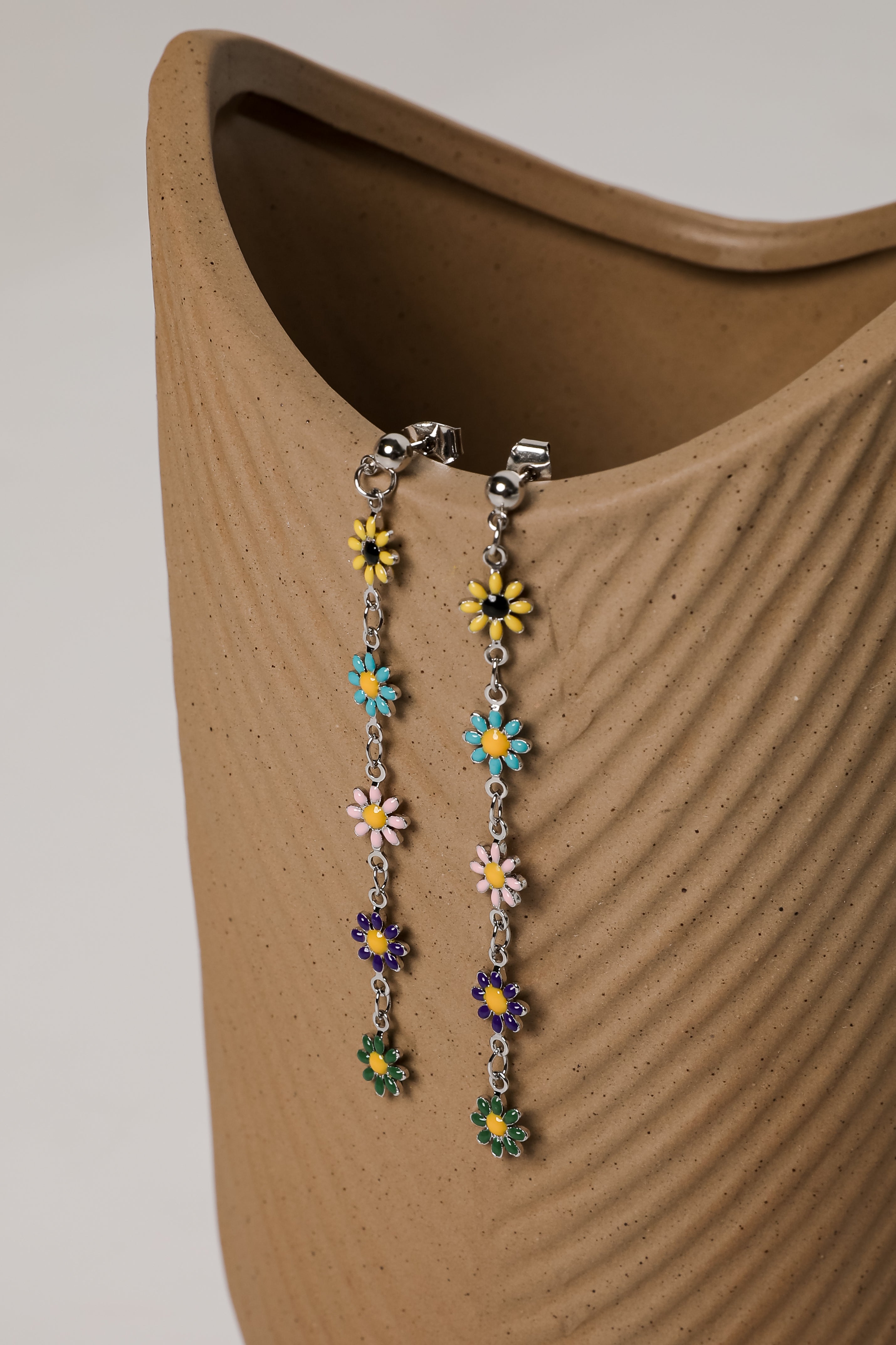 Lexi Silver Flower Drop Earrings