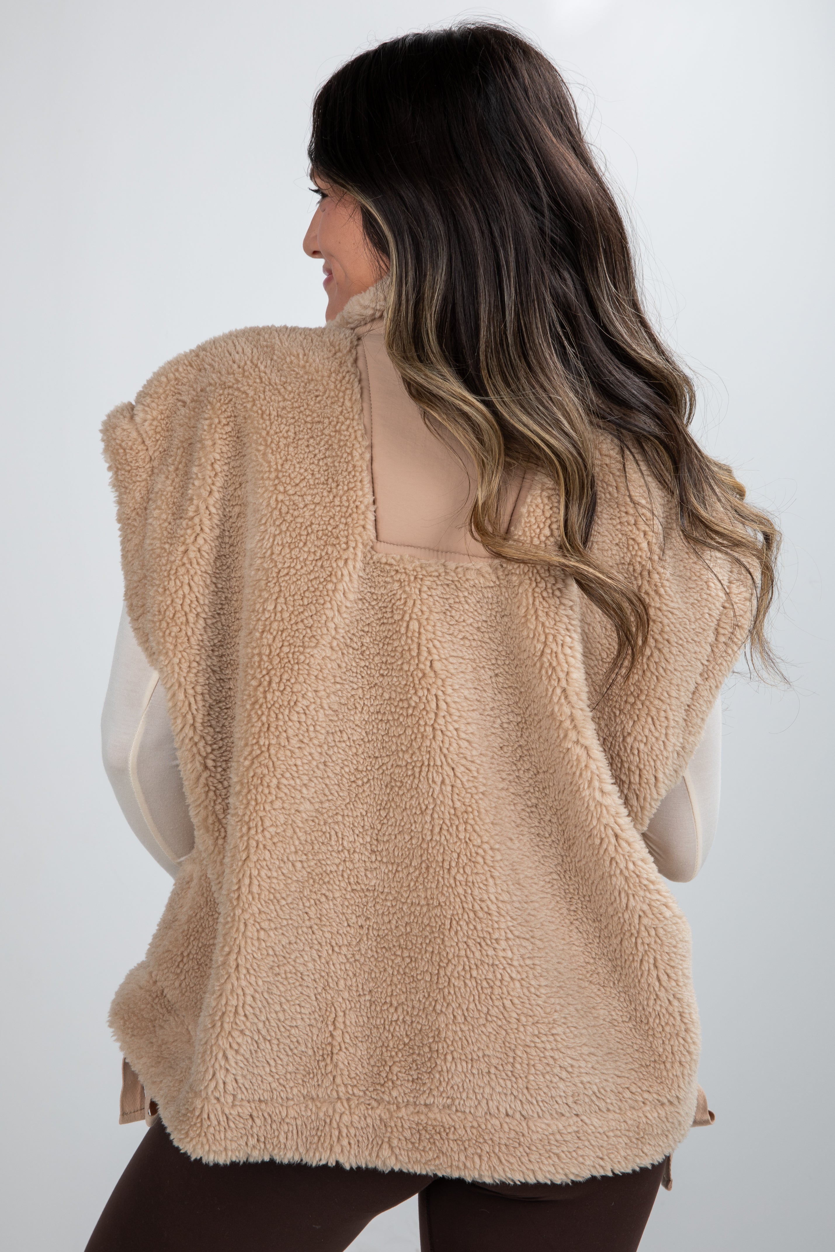 taupe fleece vest