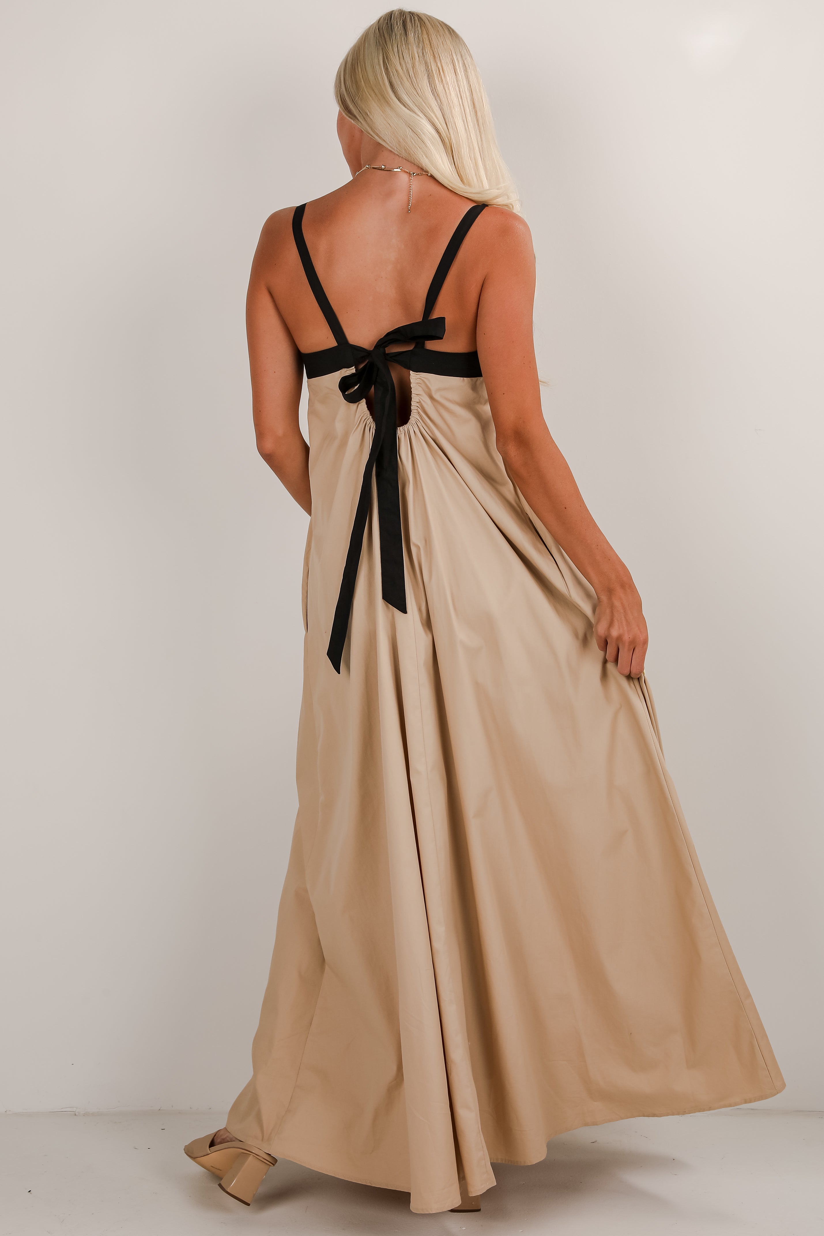 Simply Blissful Taupe Two-Tone Maxi Dress