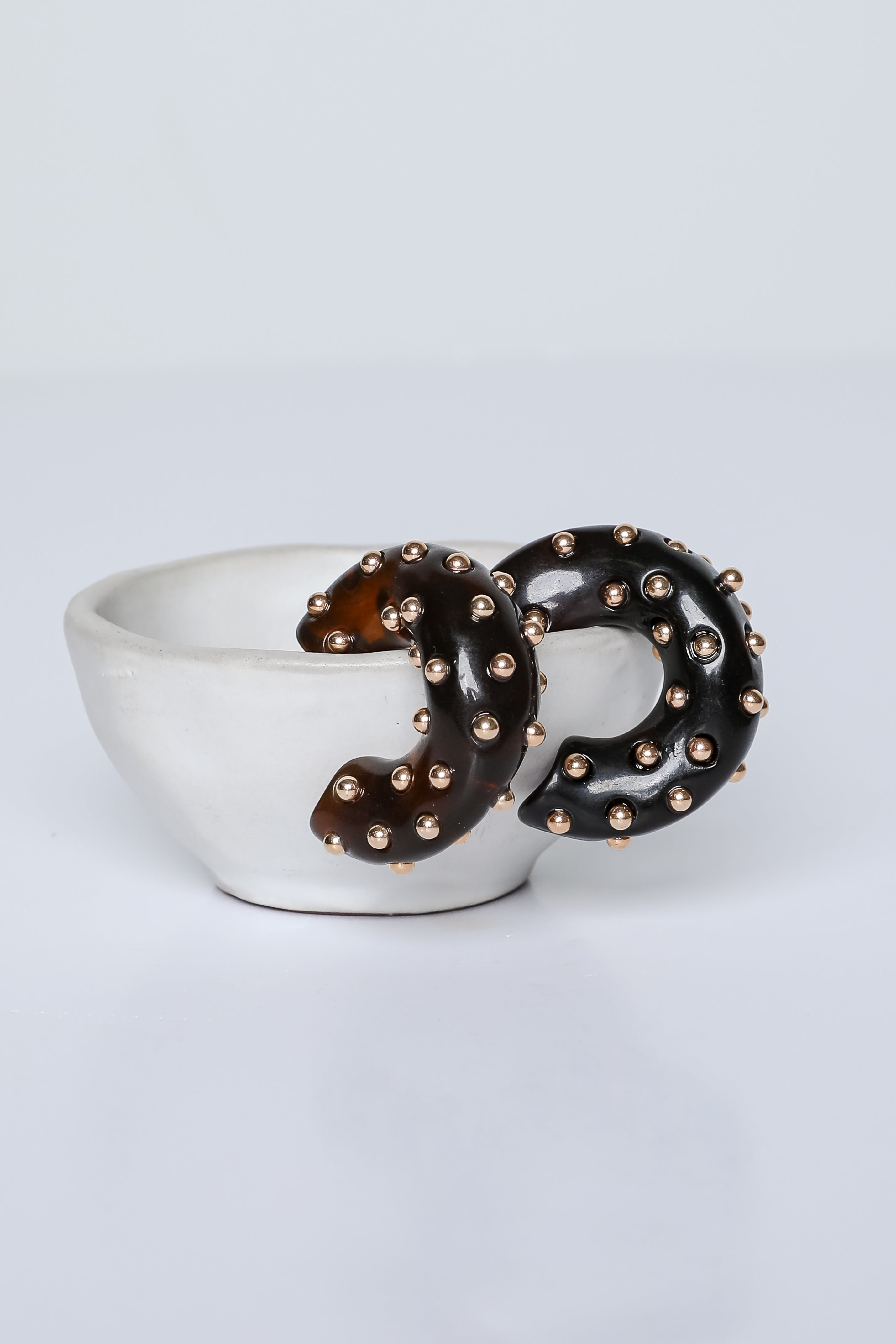 Anna Tortoise Studded Acrylic Hoop Earrings
