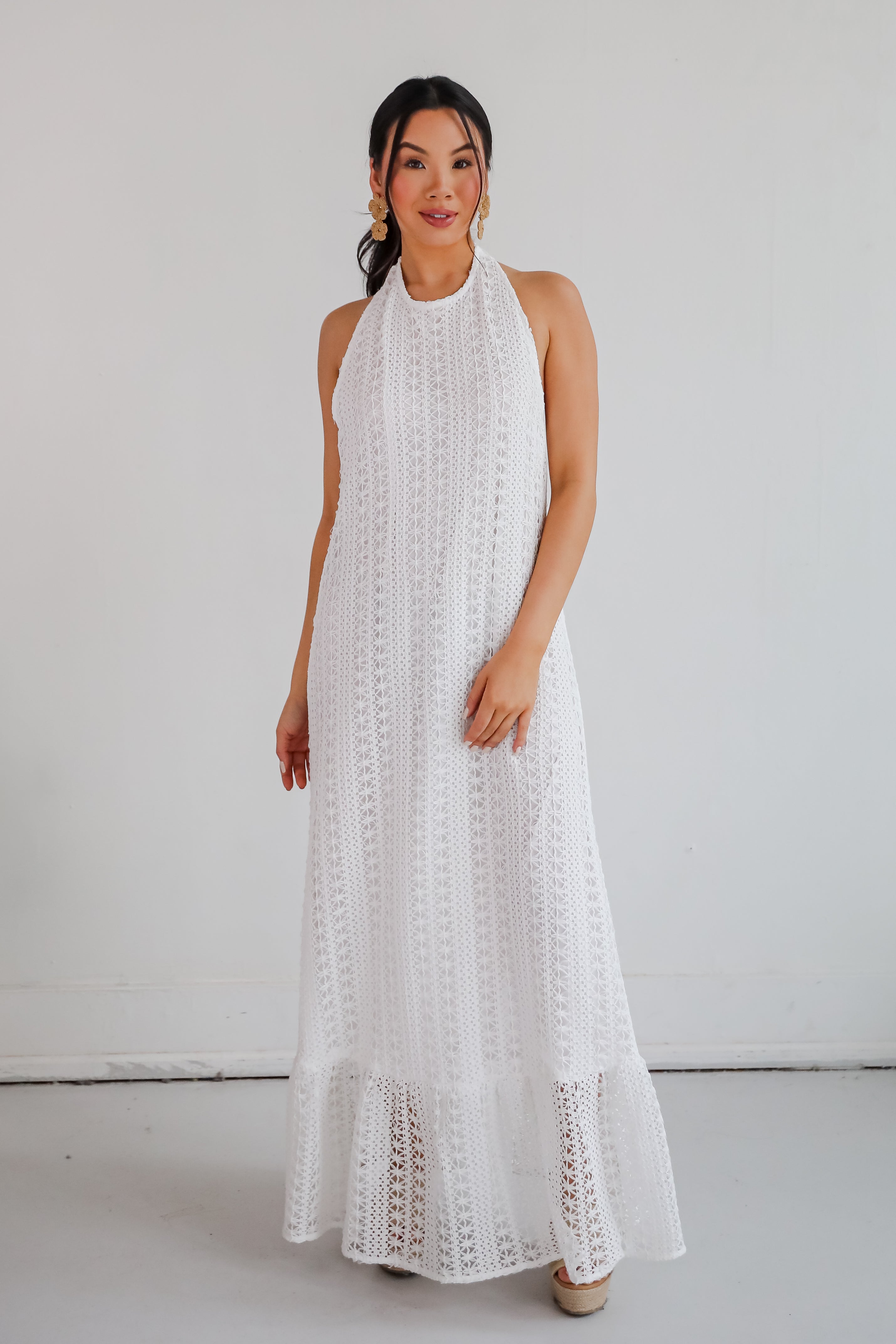 Divine Intentions Crochet Knit Halter Maxi Dress