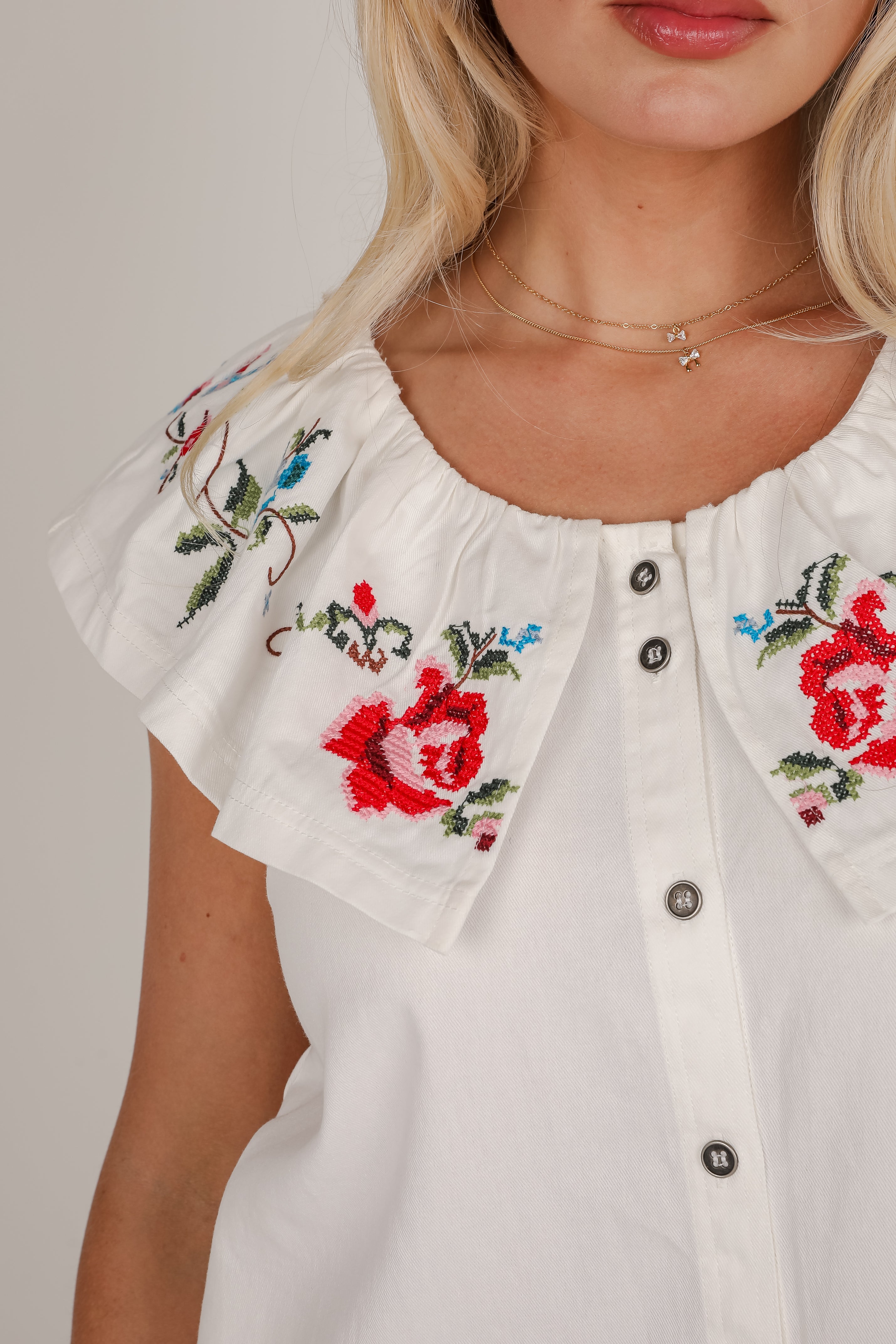 Just A Dream White Floral Embroidered Mini Dress