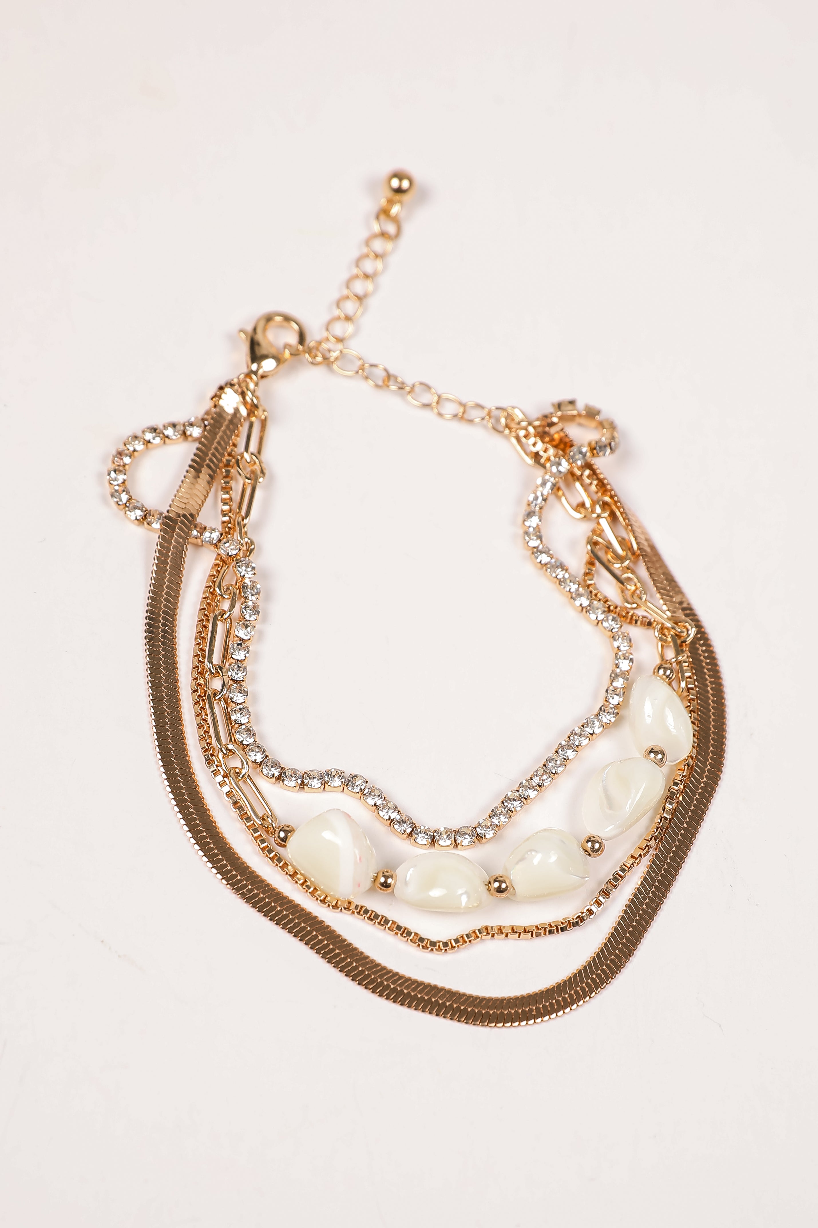 Eden White Layered Chain Bracelet