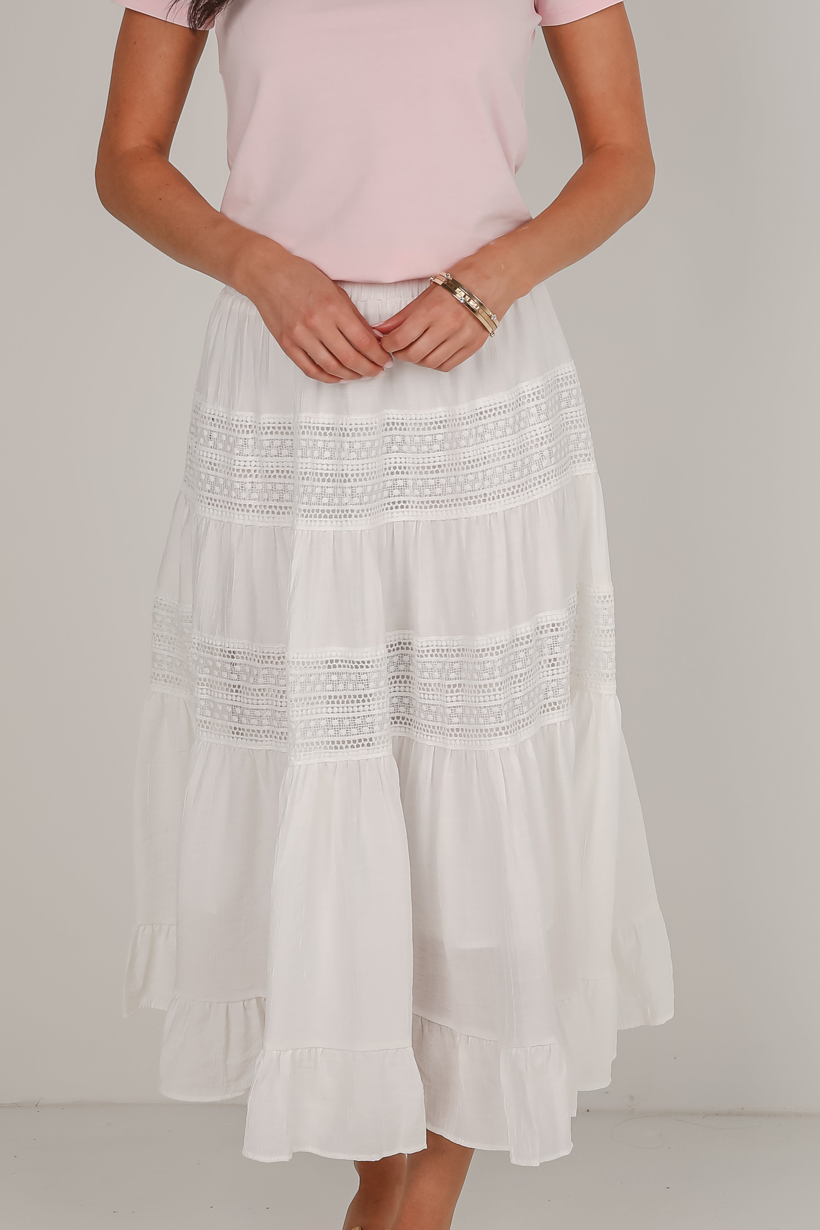 Remember You Fondly White Midi Skirt