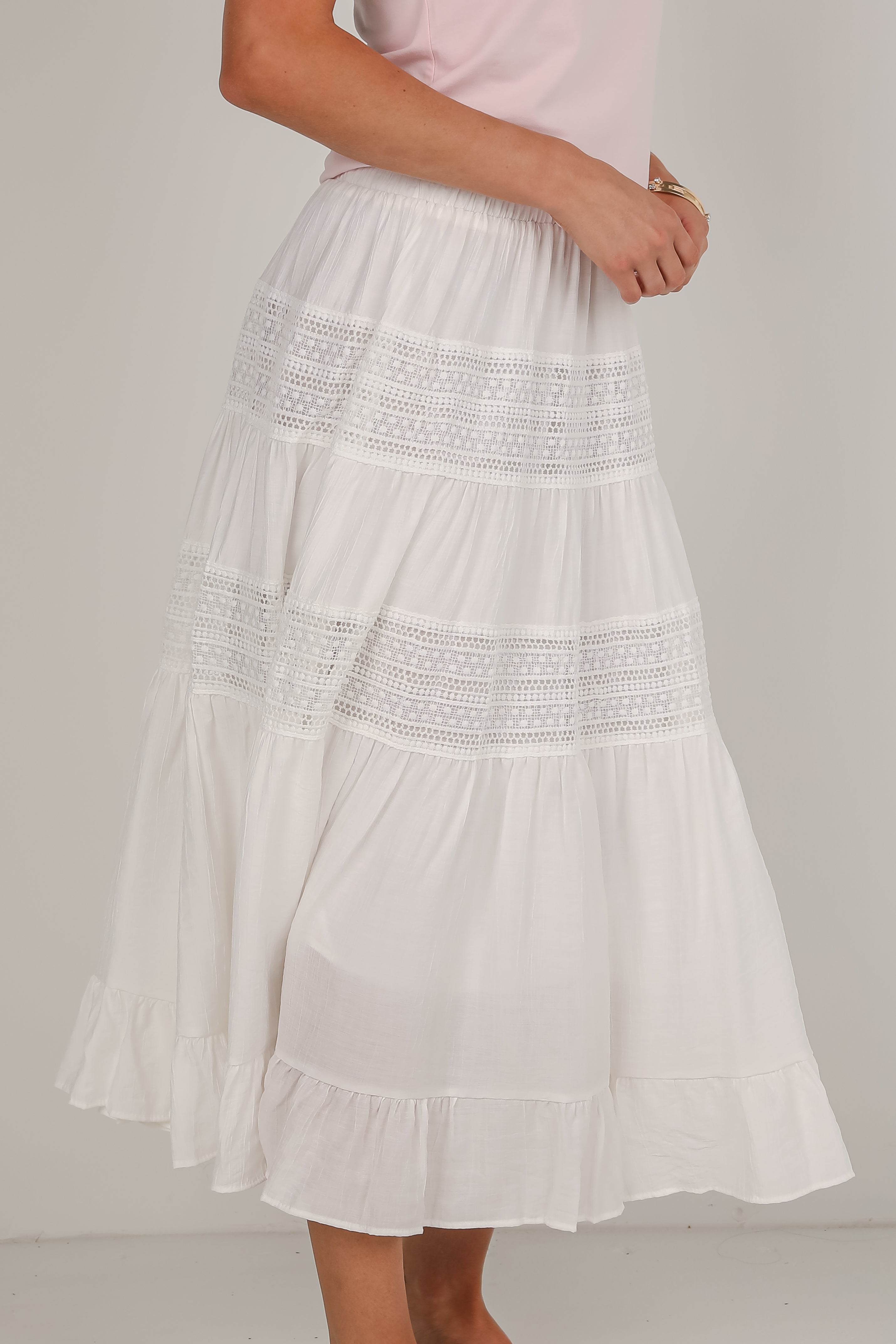Remember You Fondly White Midi Skirt