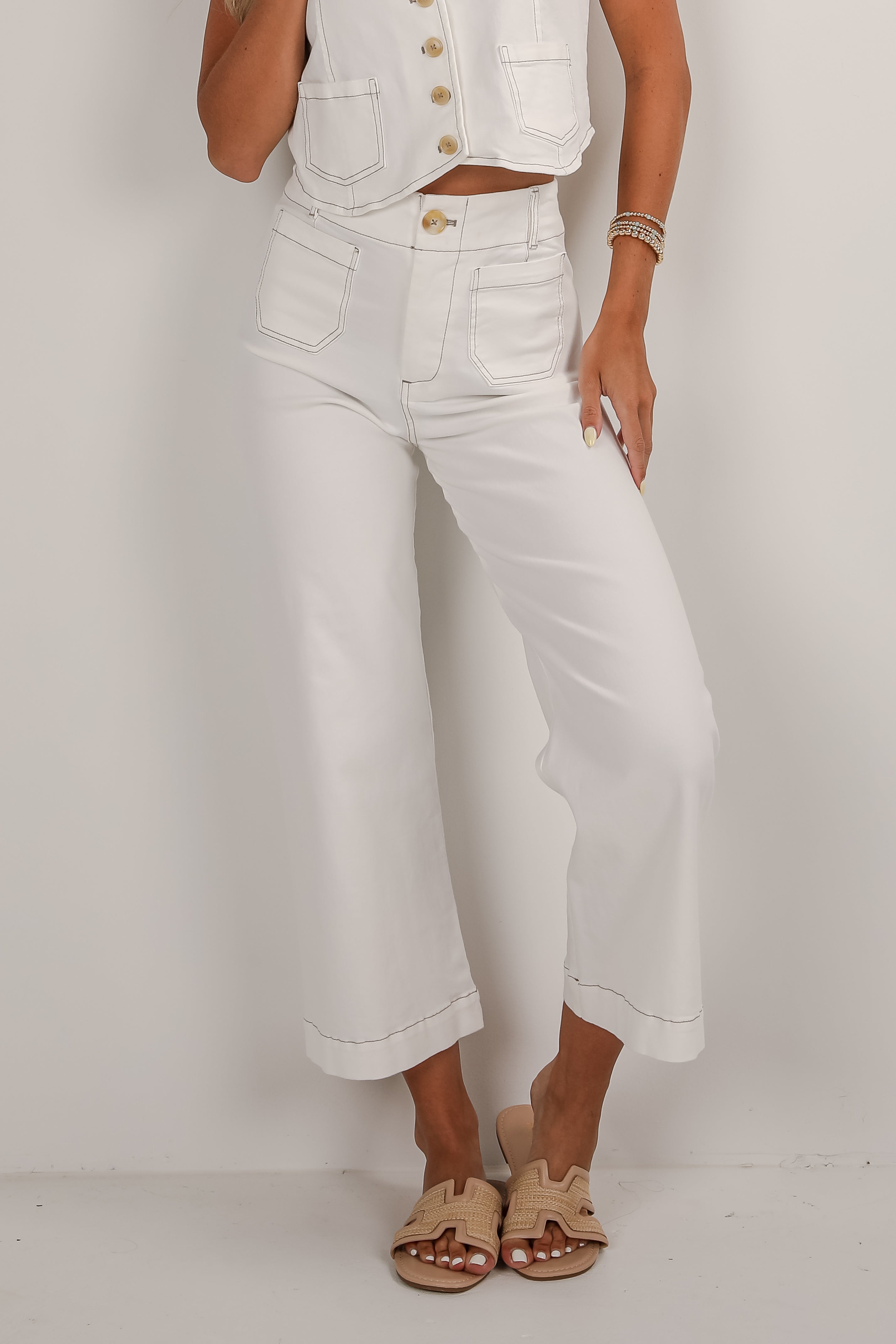 Poised Performance White Pants