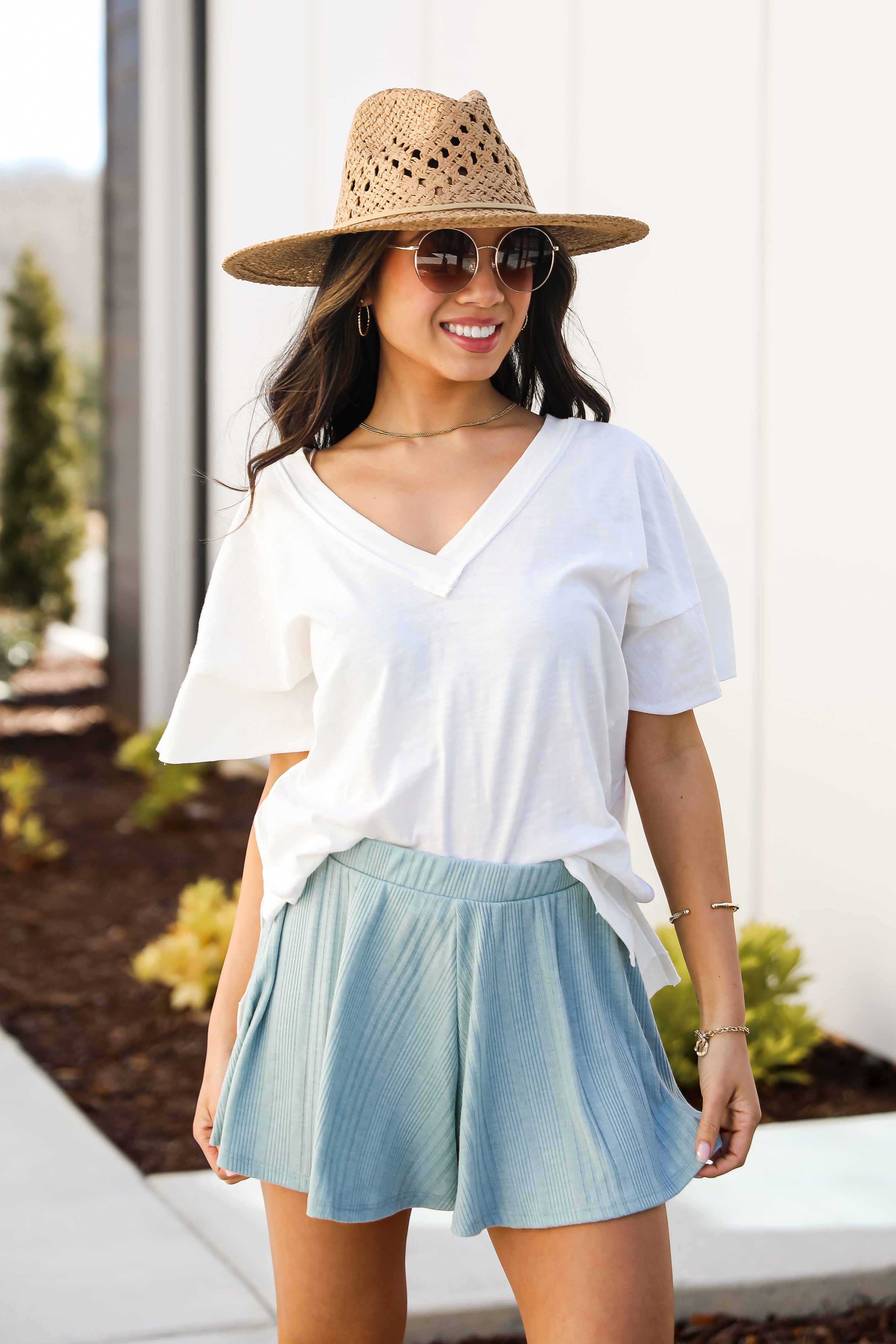Nicole White V-Neck Tee cute White V-Neck Tee