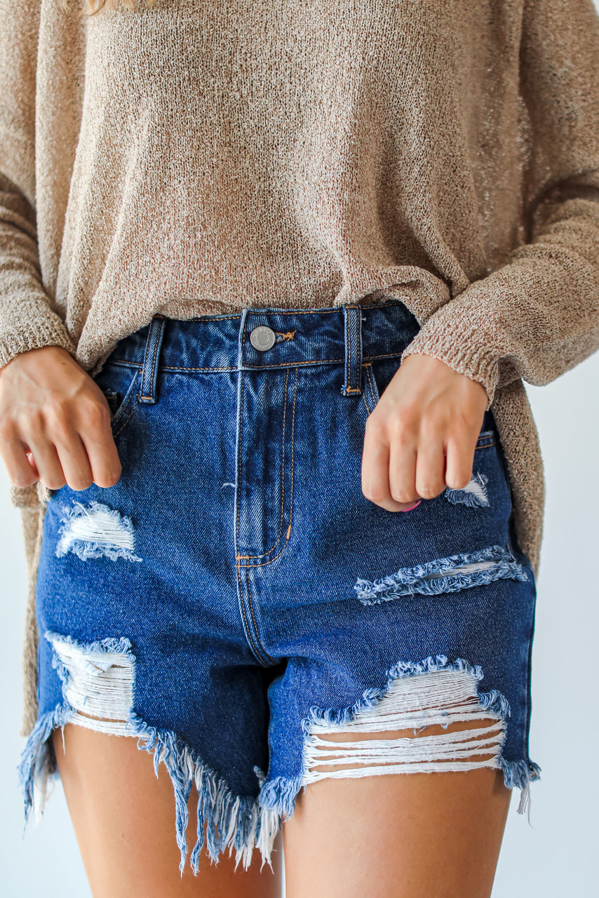 Reagan Distressed Mom Shorts