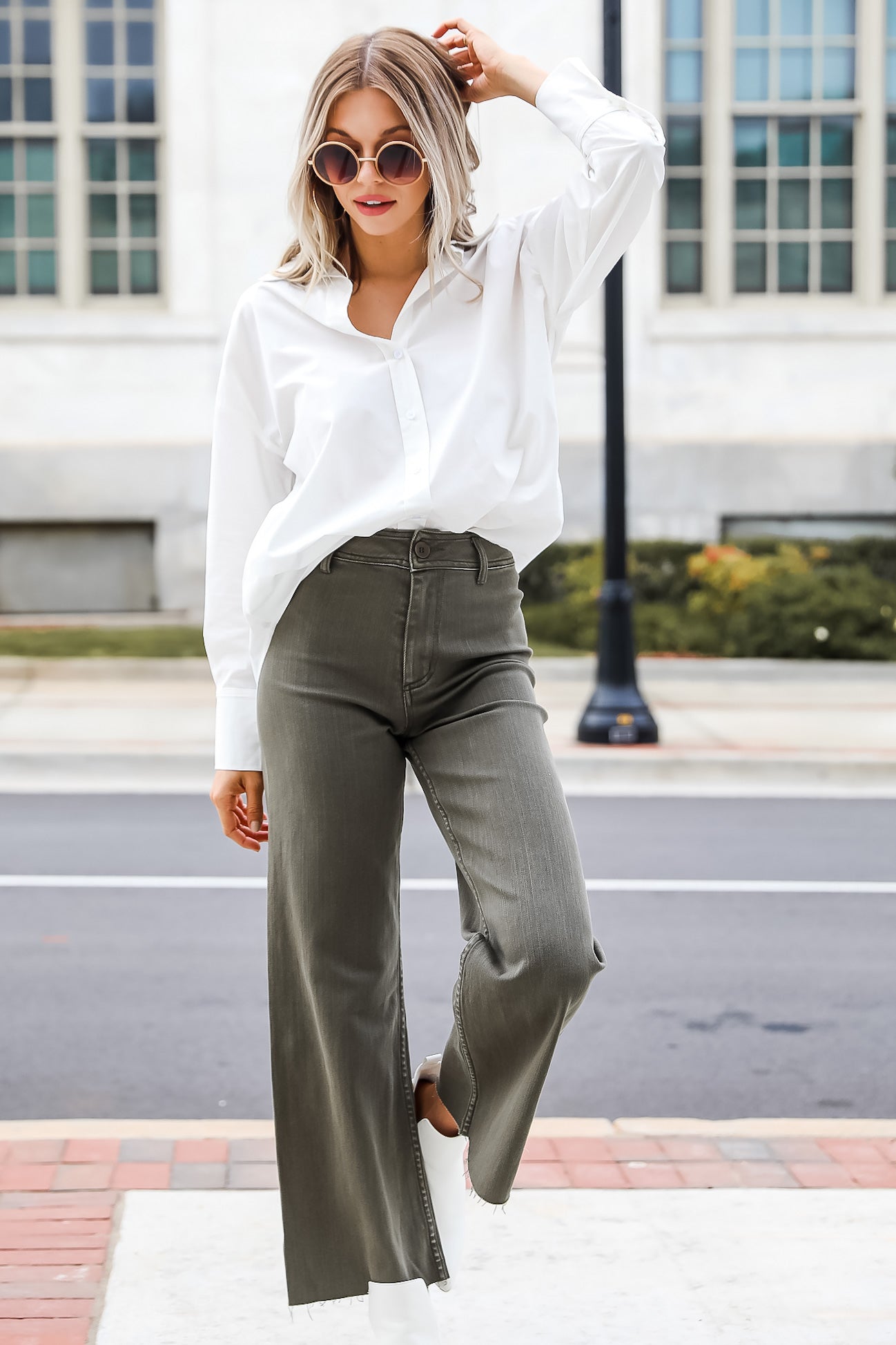 olive jeans