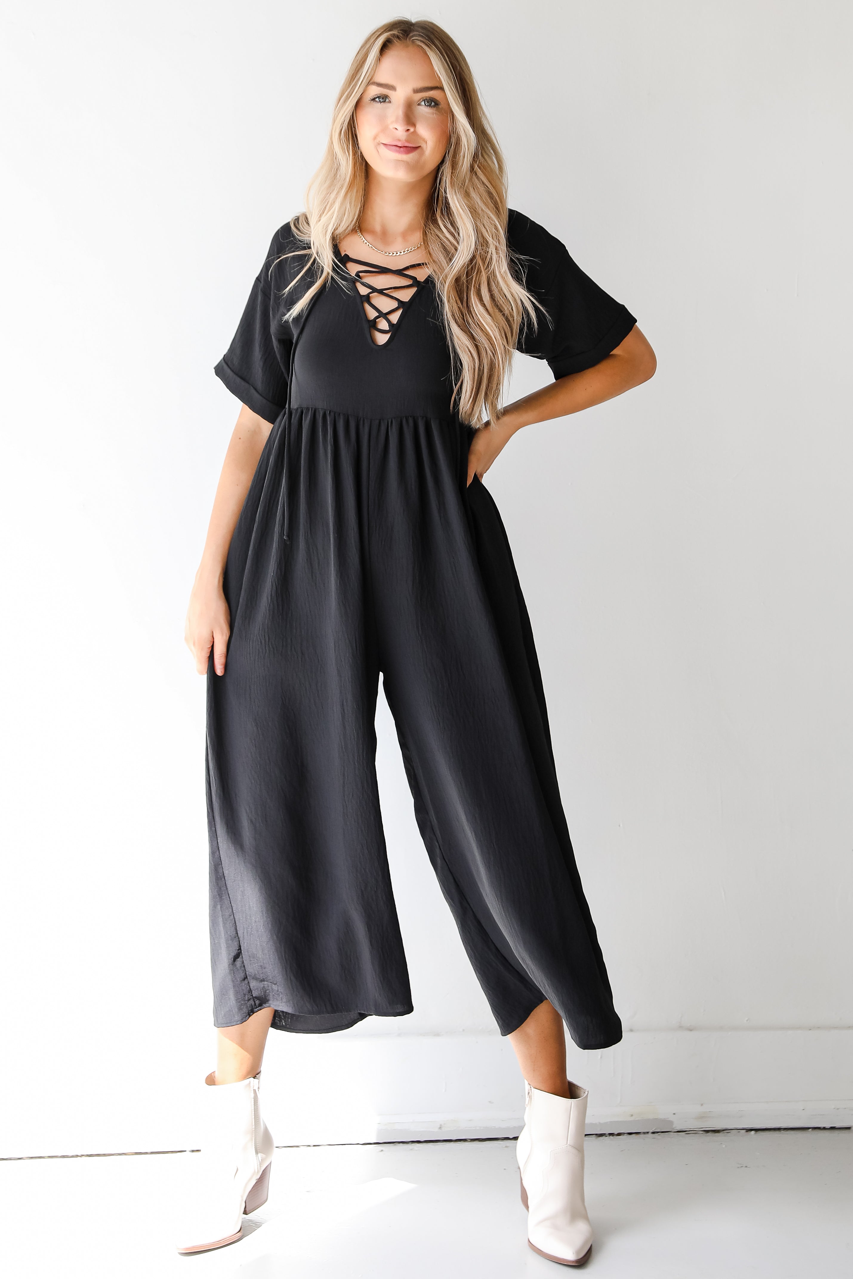 black jumpsuit