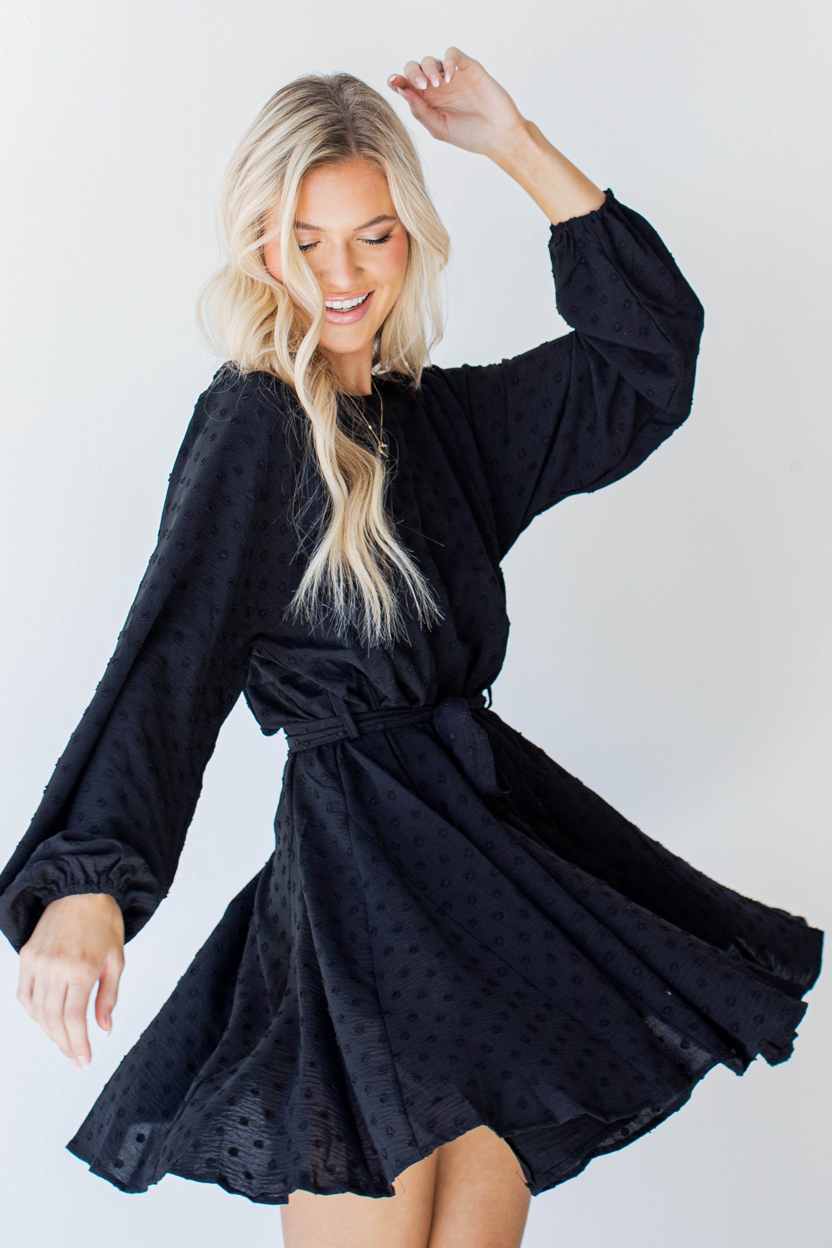 Swiss Dot Mini Dress on model