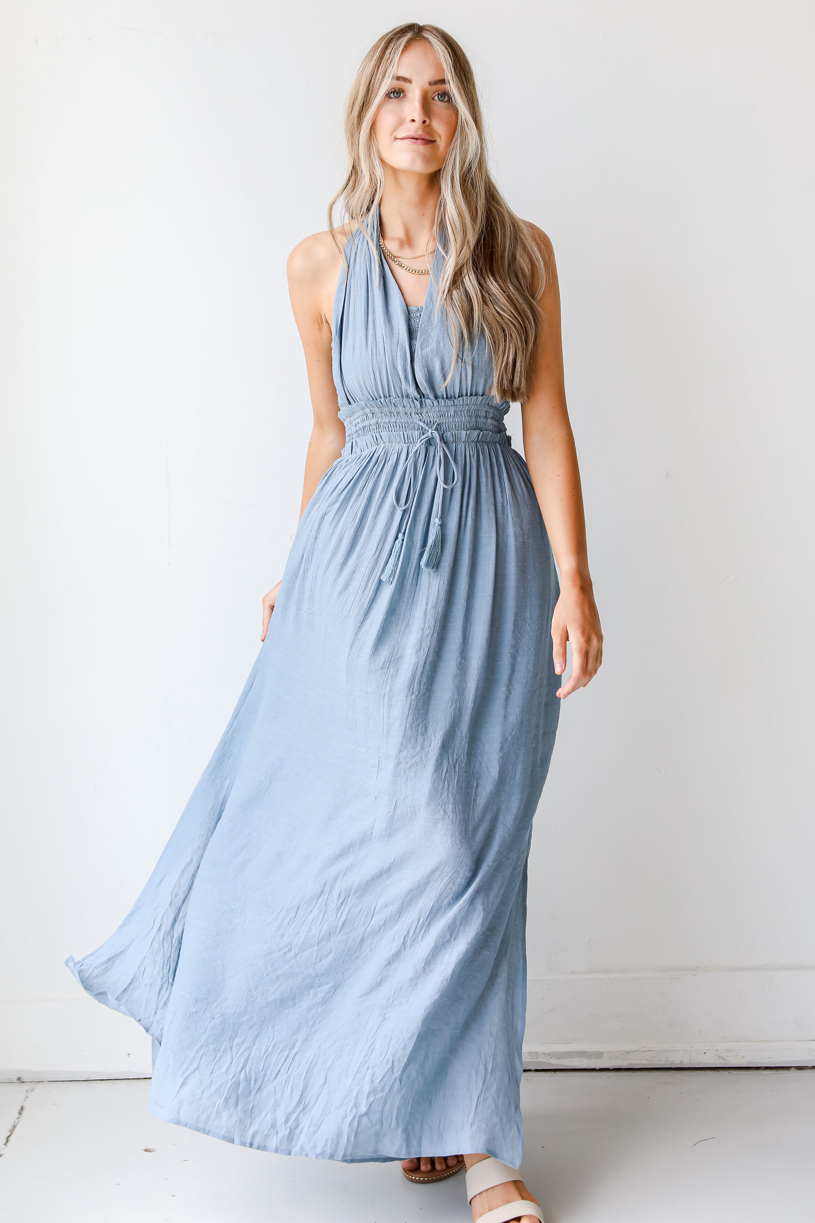 Halter Maxi Dress on model