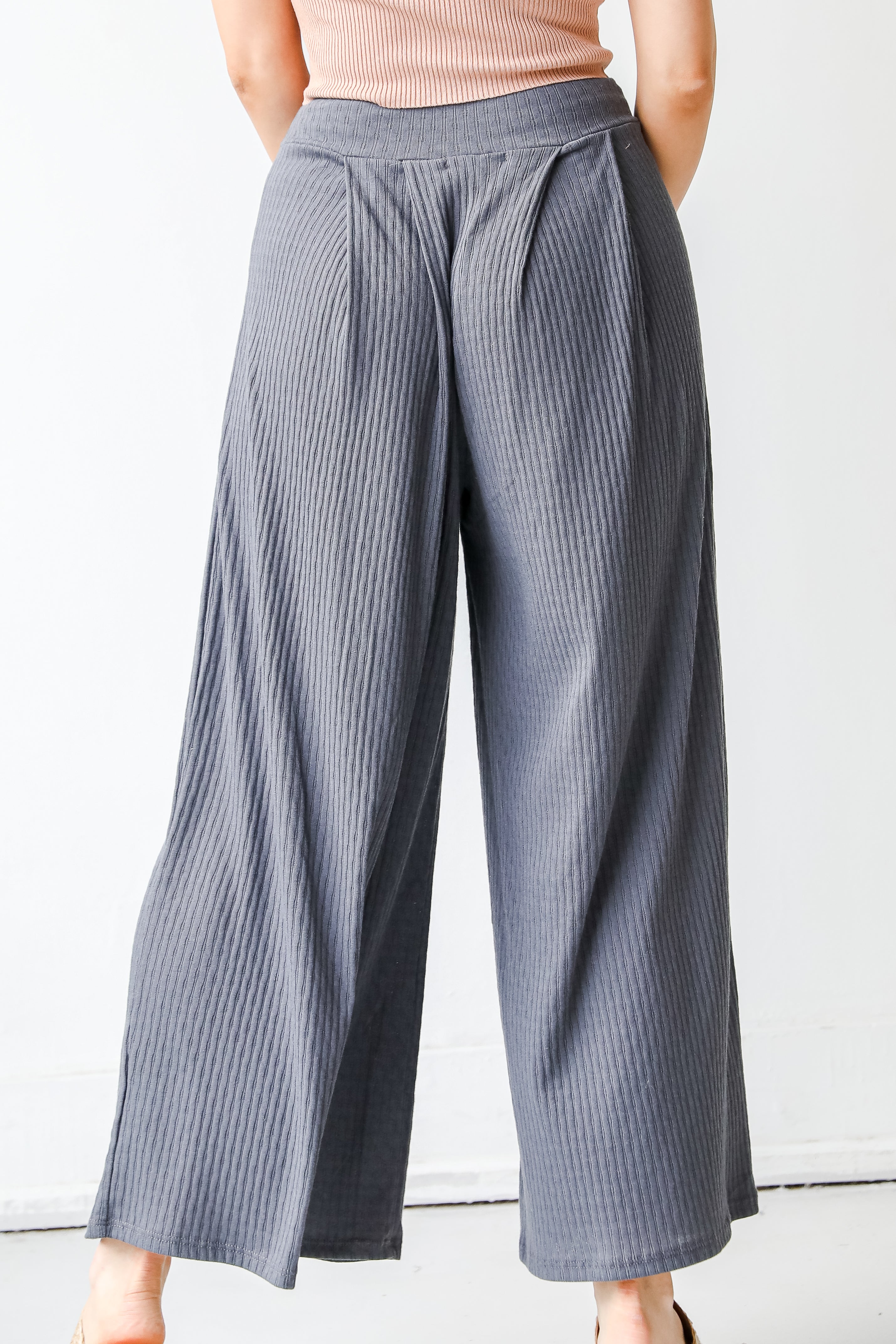 Knit Wide Leg Pants back view