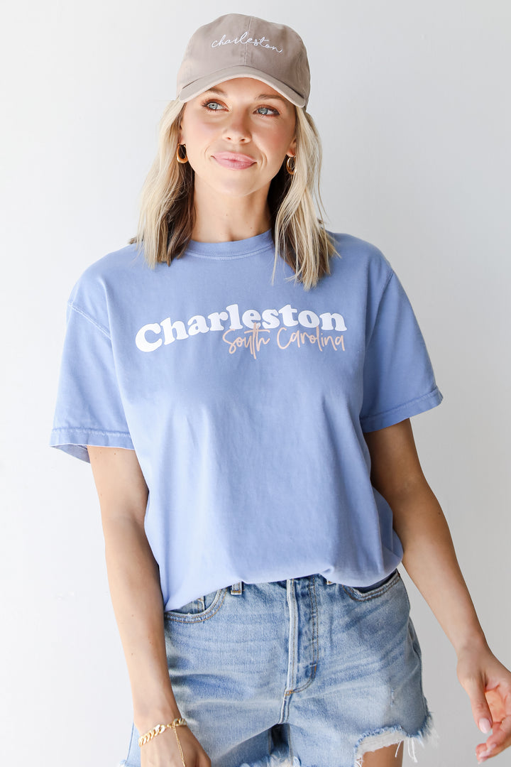 Light Blue Charleston South Carolina Script Tee