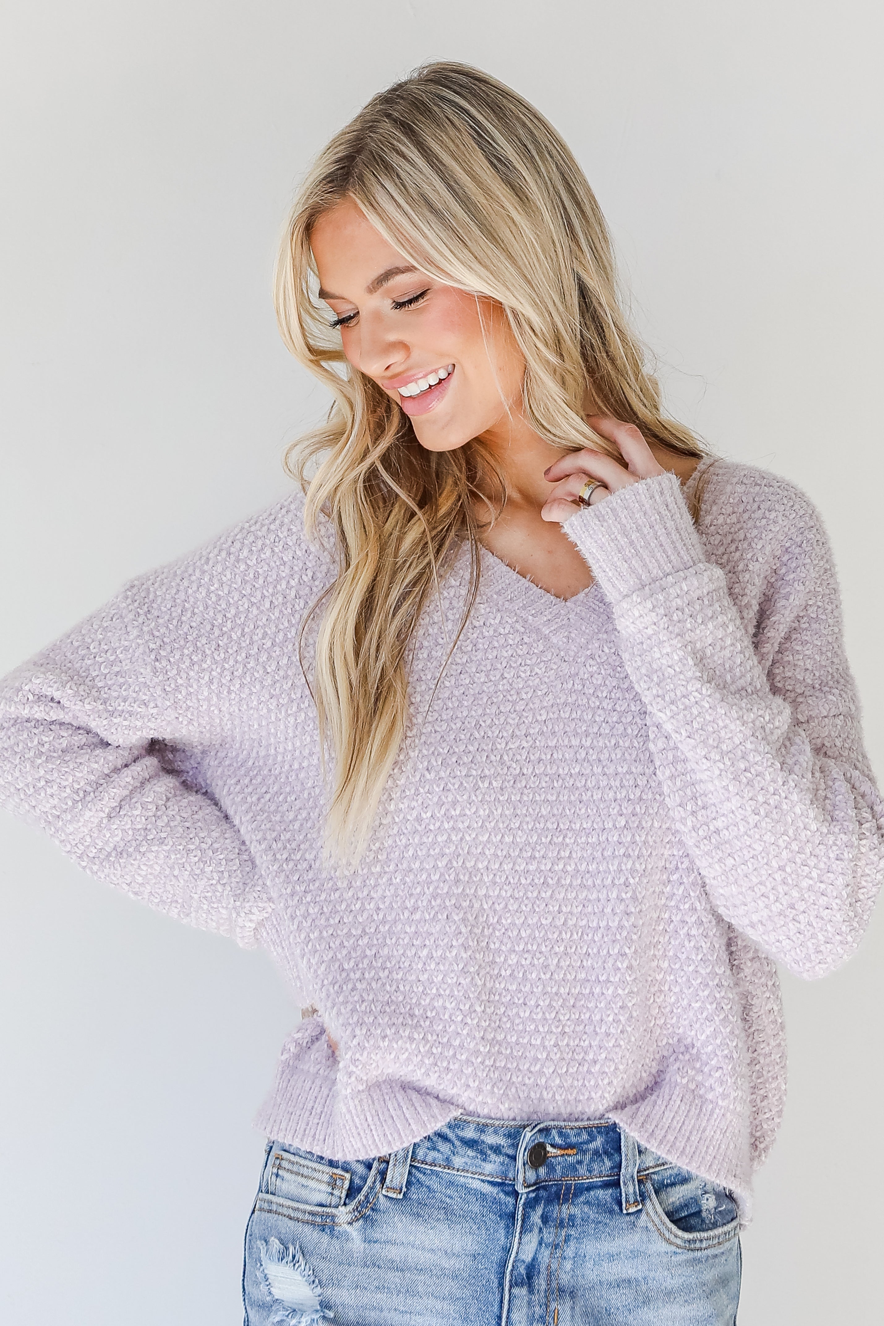 Eyelash Knit Sweater in lilac