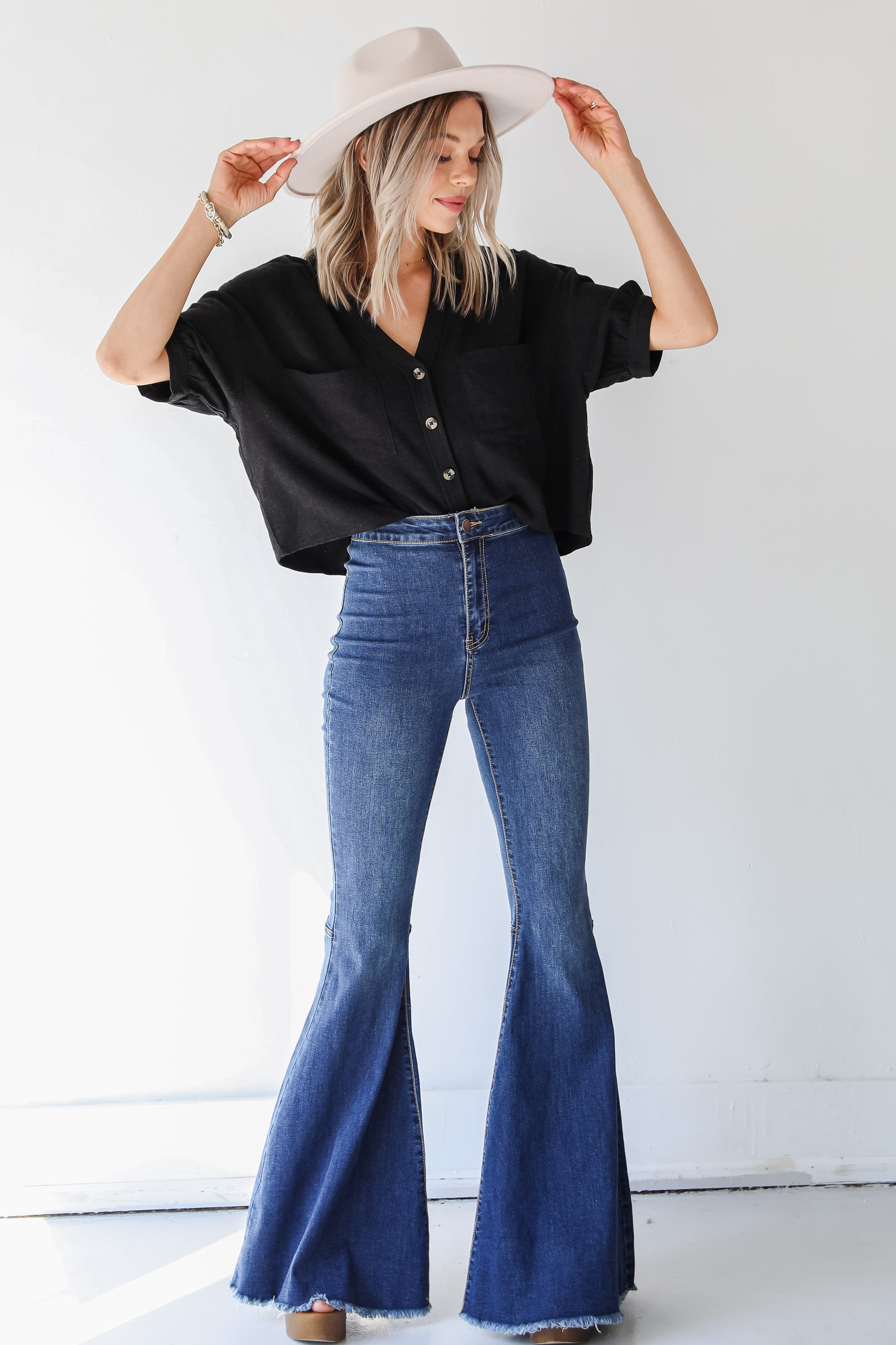 high rise flare jeans