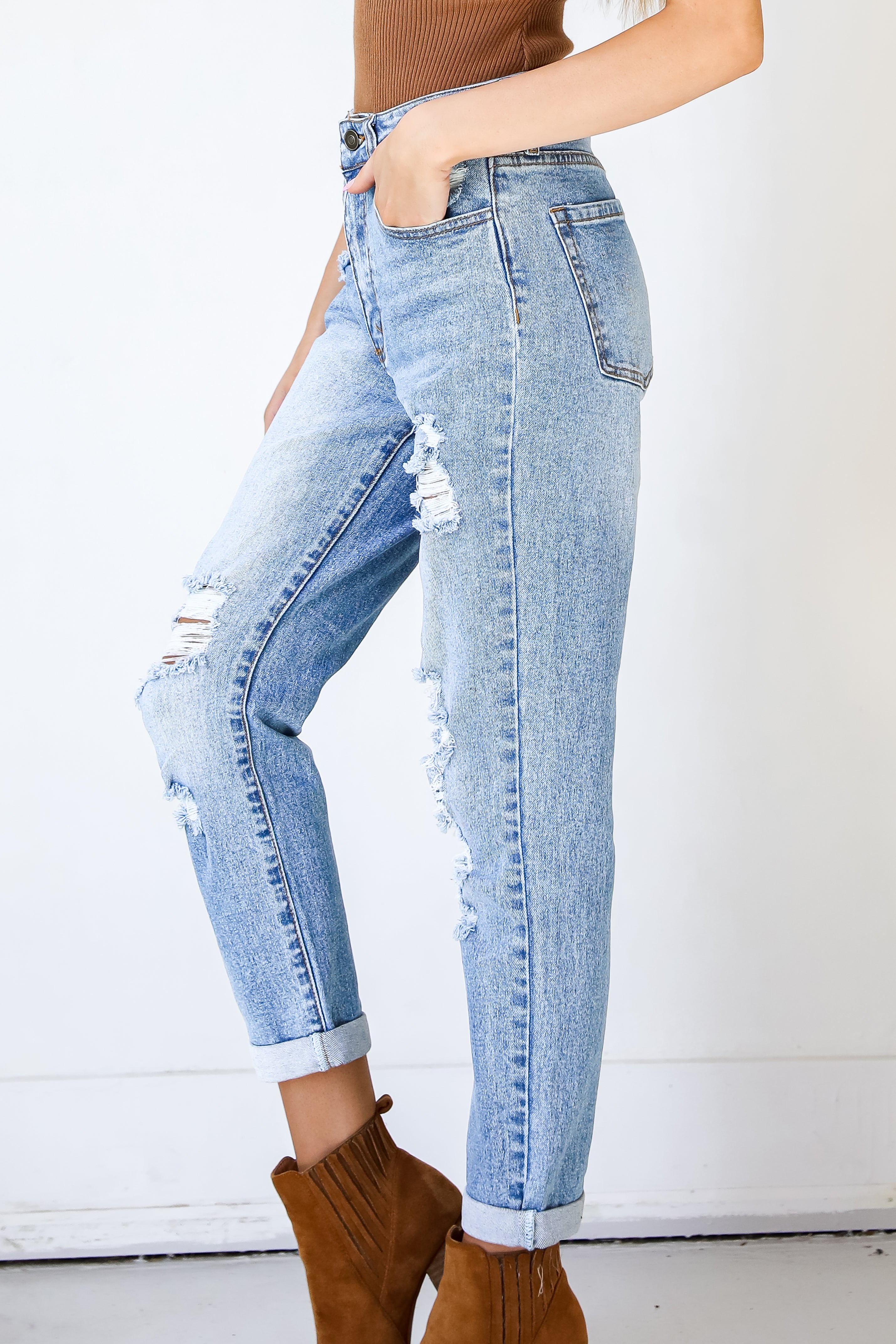 Distressed Mom Jeans side view