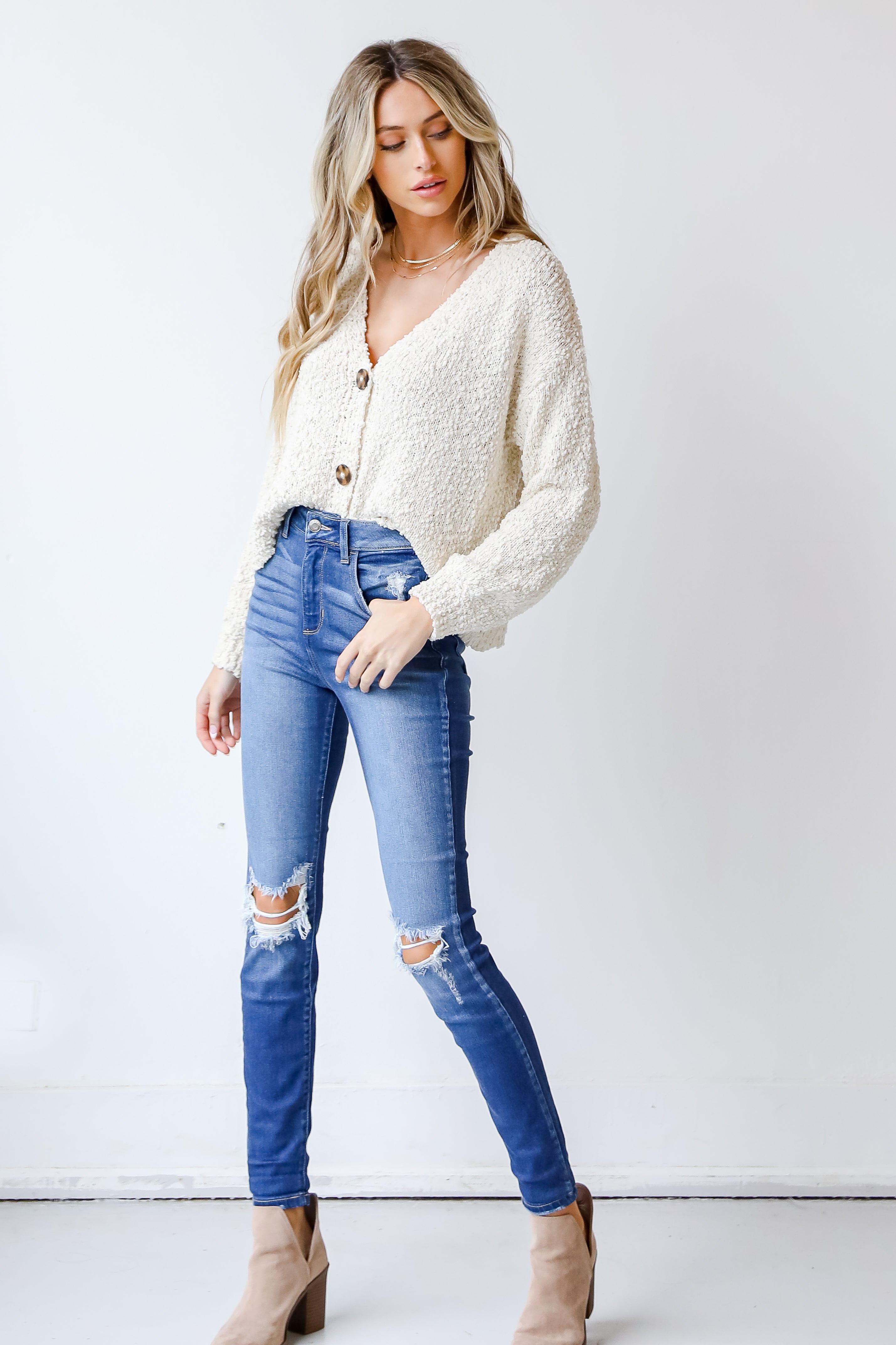 Distressed Skinny Jeans front view