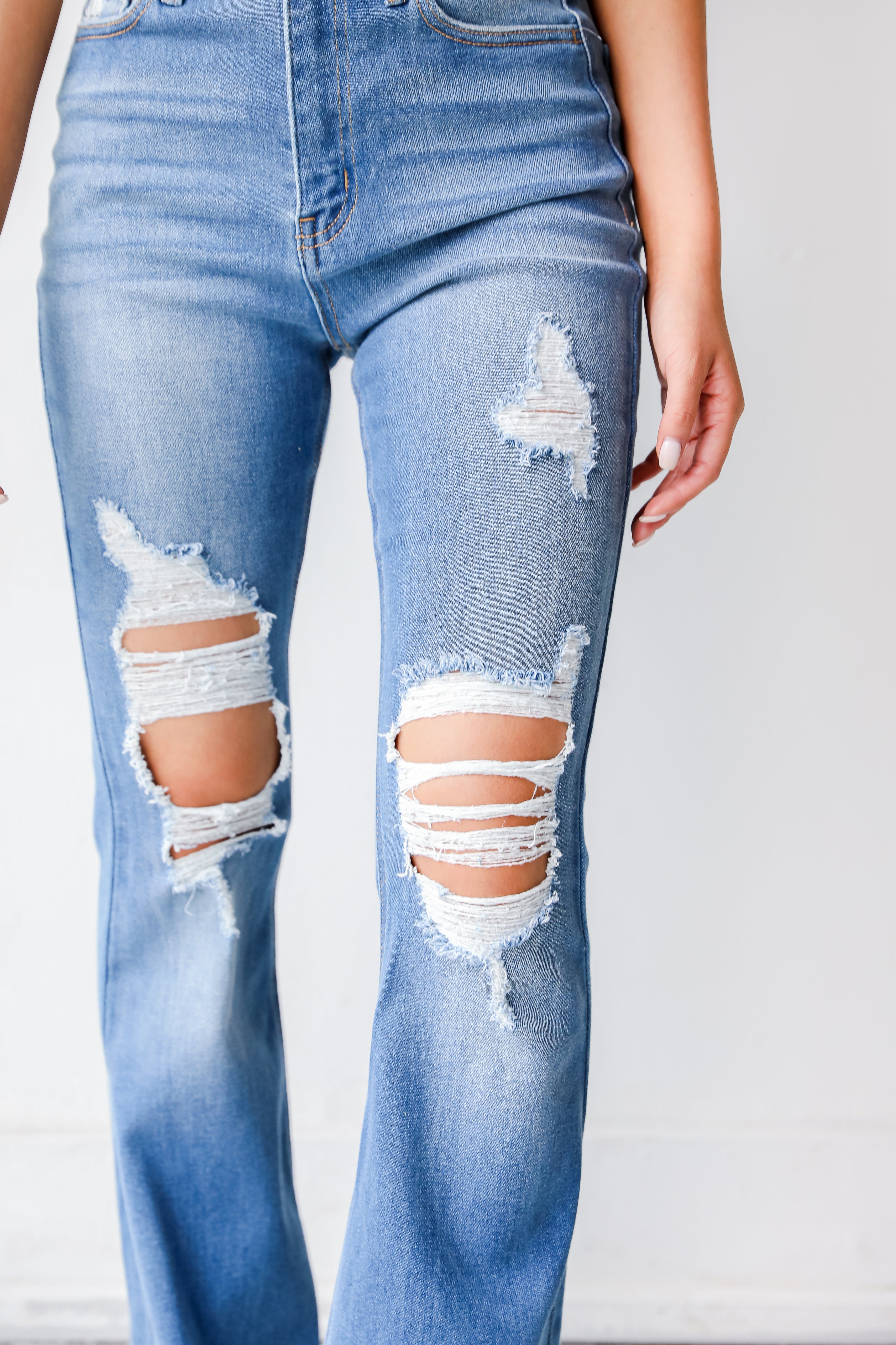Distressed Flare Jeans front view