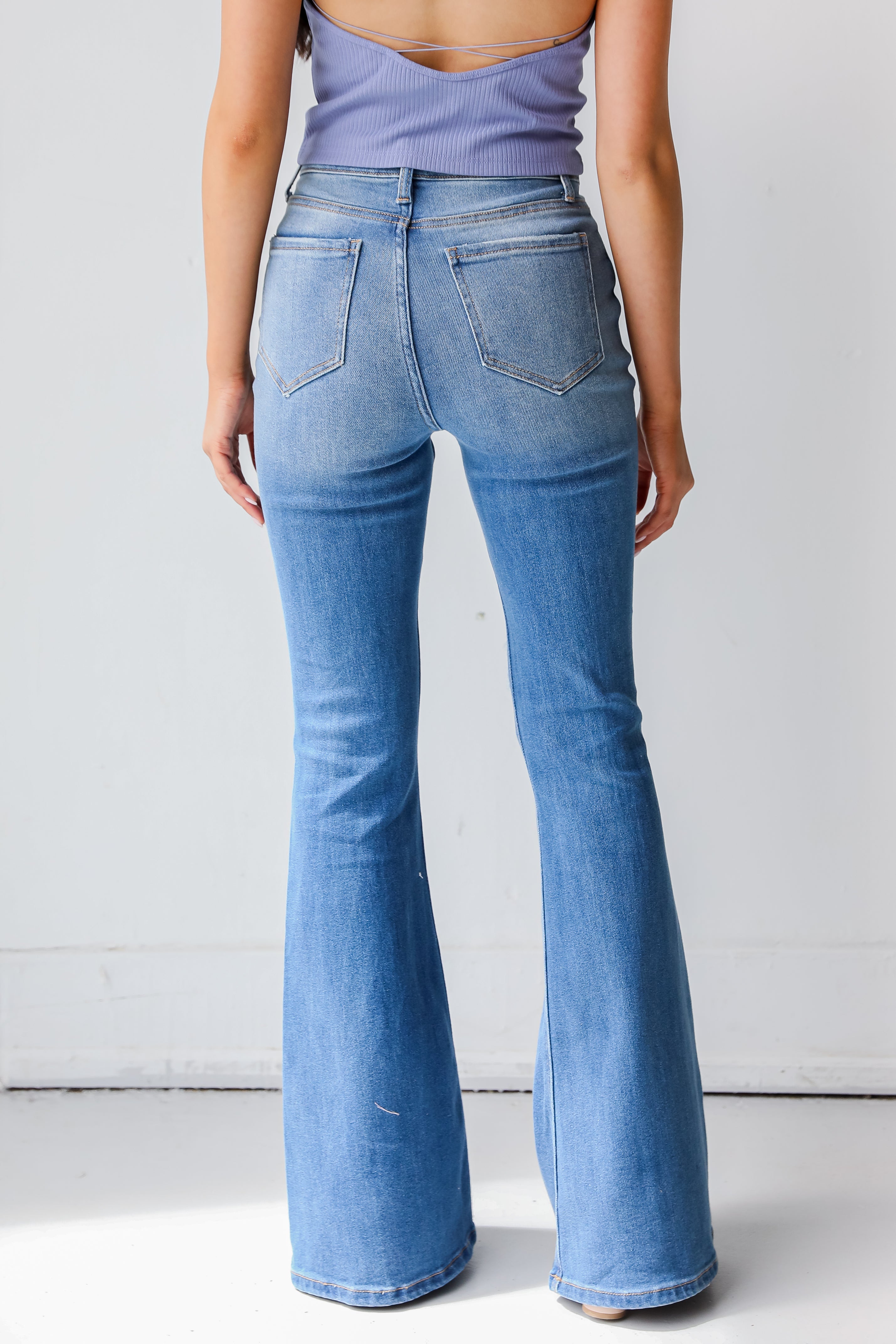 Distressed Flare Jeans back view