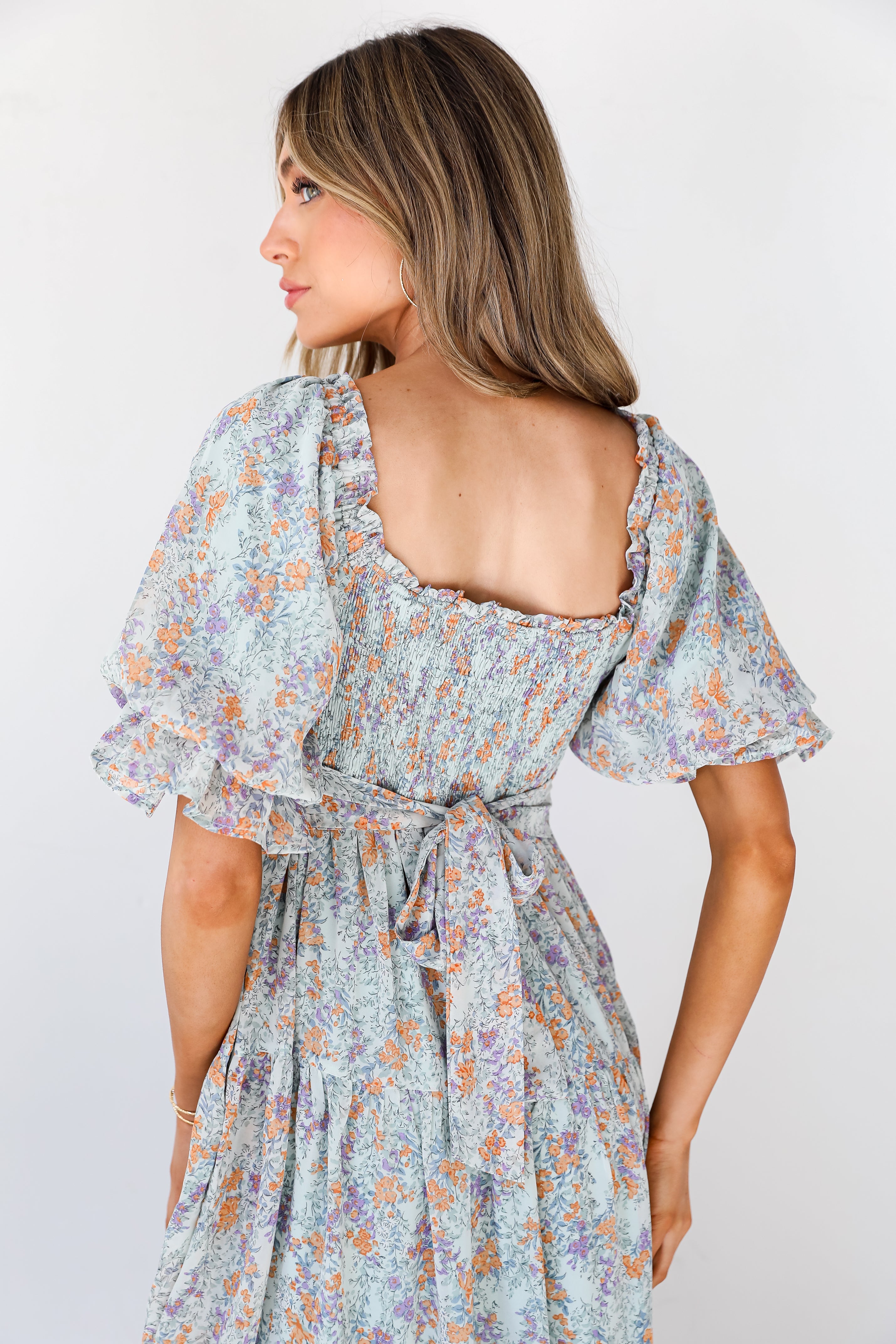 Floral Midi Dress back view close up